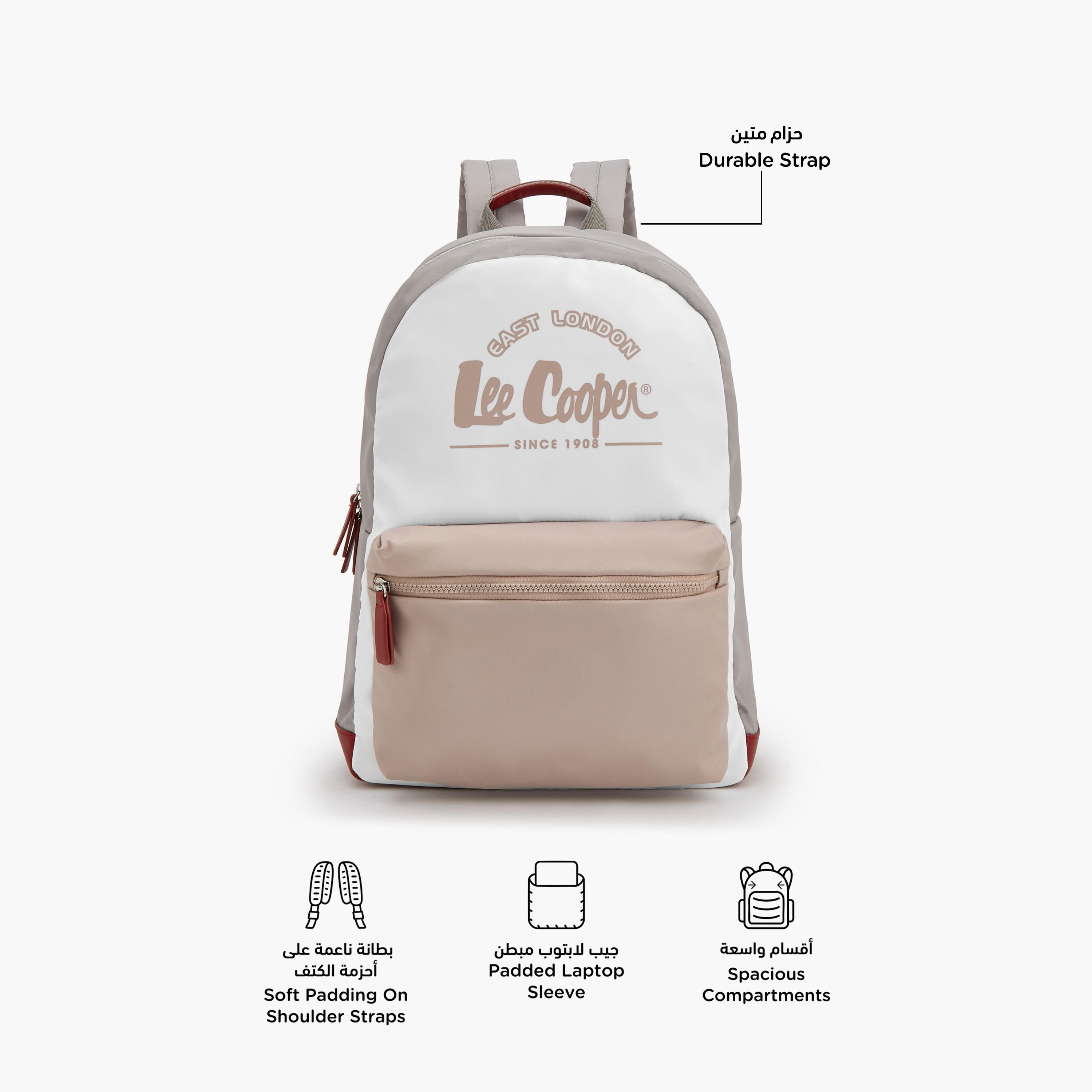Lee Cooper Logo Print Backpack with Front Pocket-women-bagsandwallets-backpacks-image-2