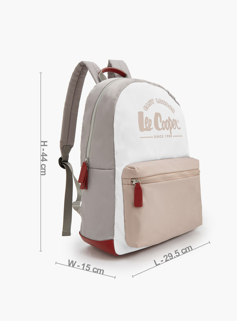 Lee Cooper Logo Print Backpack with Front Pocket-women-bagsandwallets-backpacks-image-5