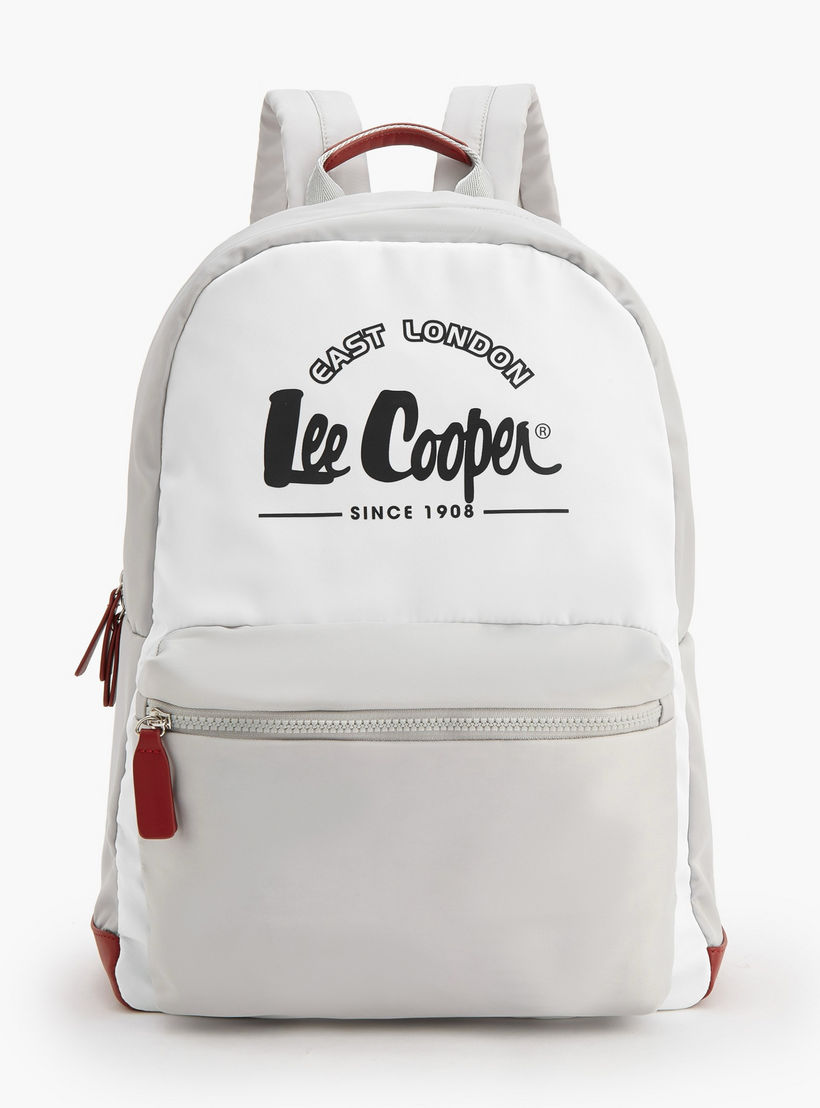 Lee Cooper Logo Print Backpack with Front Pocket-women-bagsandwallets-backpacks-image-1