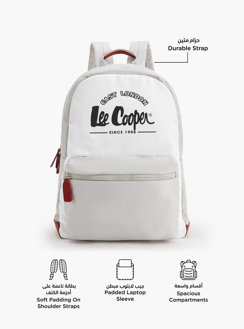 Lee Cooper Logo Print Backpack with Front Pocket-women-bagsandwallets-backpacks-image-2