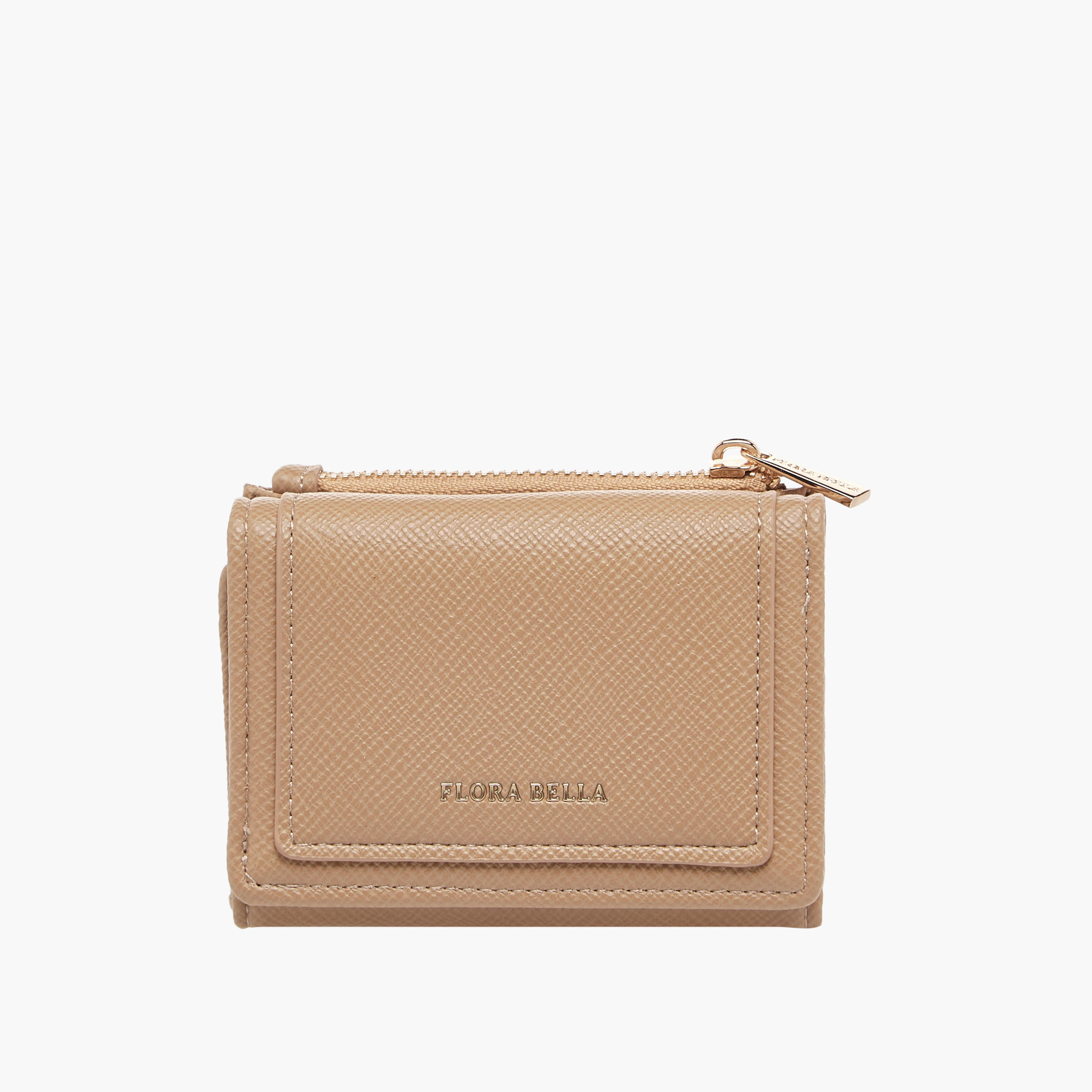 Flora Bella Textured Tri-Fold Wallet with Snap Button Closure-women-bagsandwallets-wallets-image-1