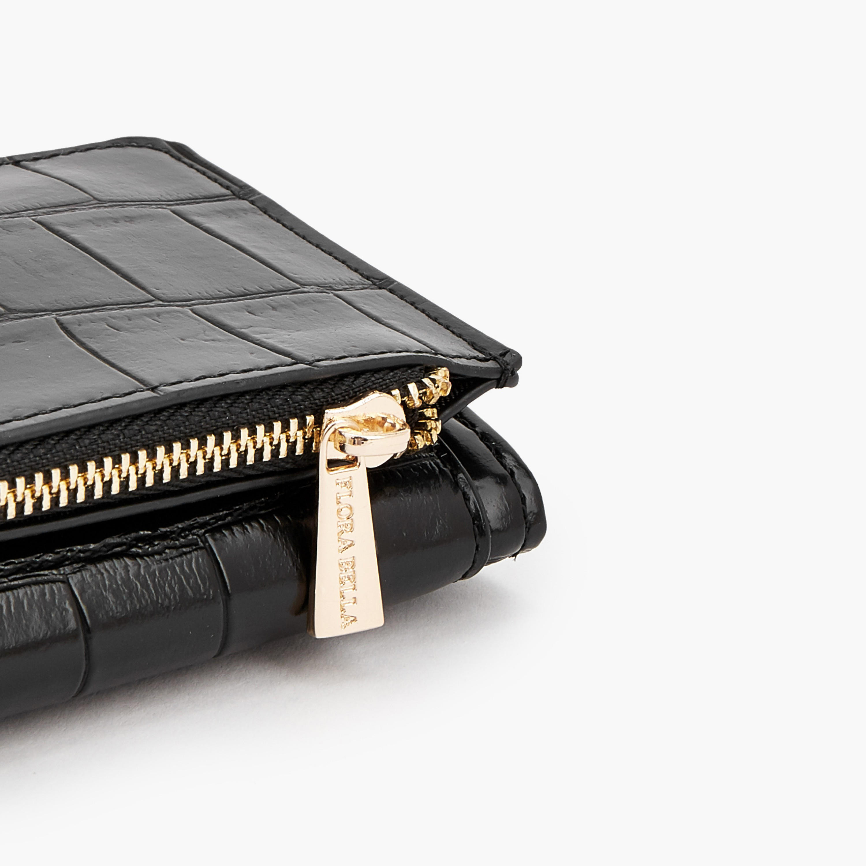 محفظة بطية ثلاثية بارزة الملمس بجيب بسحّاب من فلورا بيلا-women-bagsandwallets-wallets-image-13