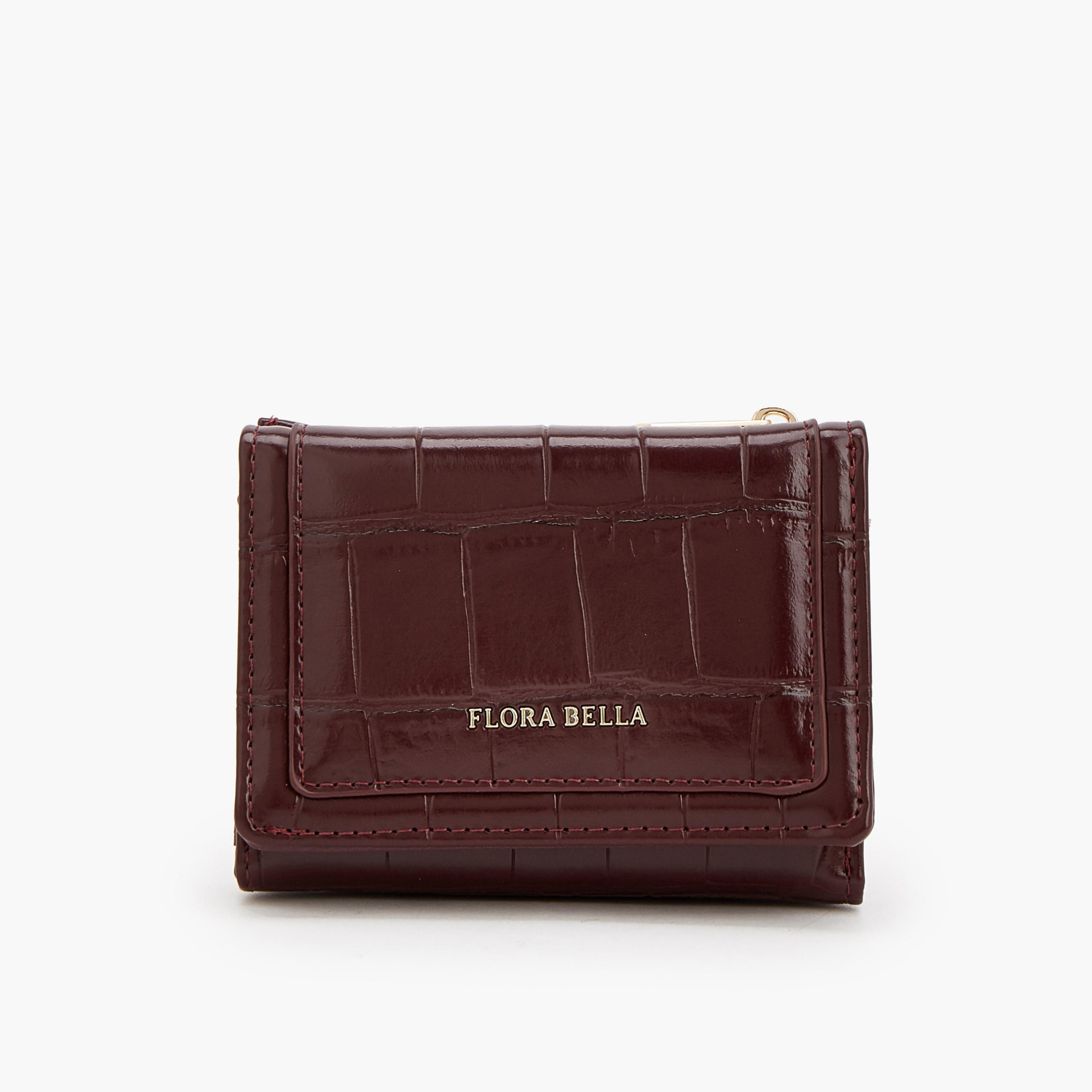 محفظة بطية ثلاثية بارزة الملمس بجيب بسحّاب من فلورا بيلا-women-bagsandwallets-wallets-image-1