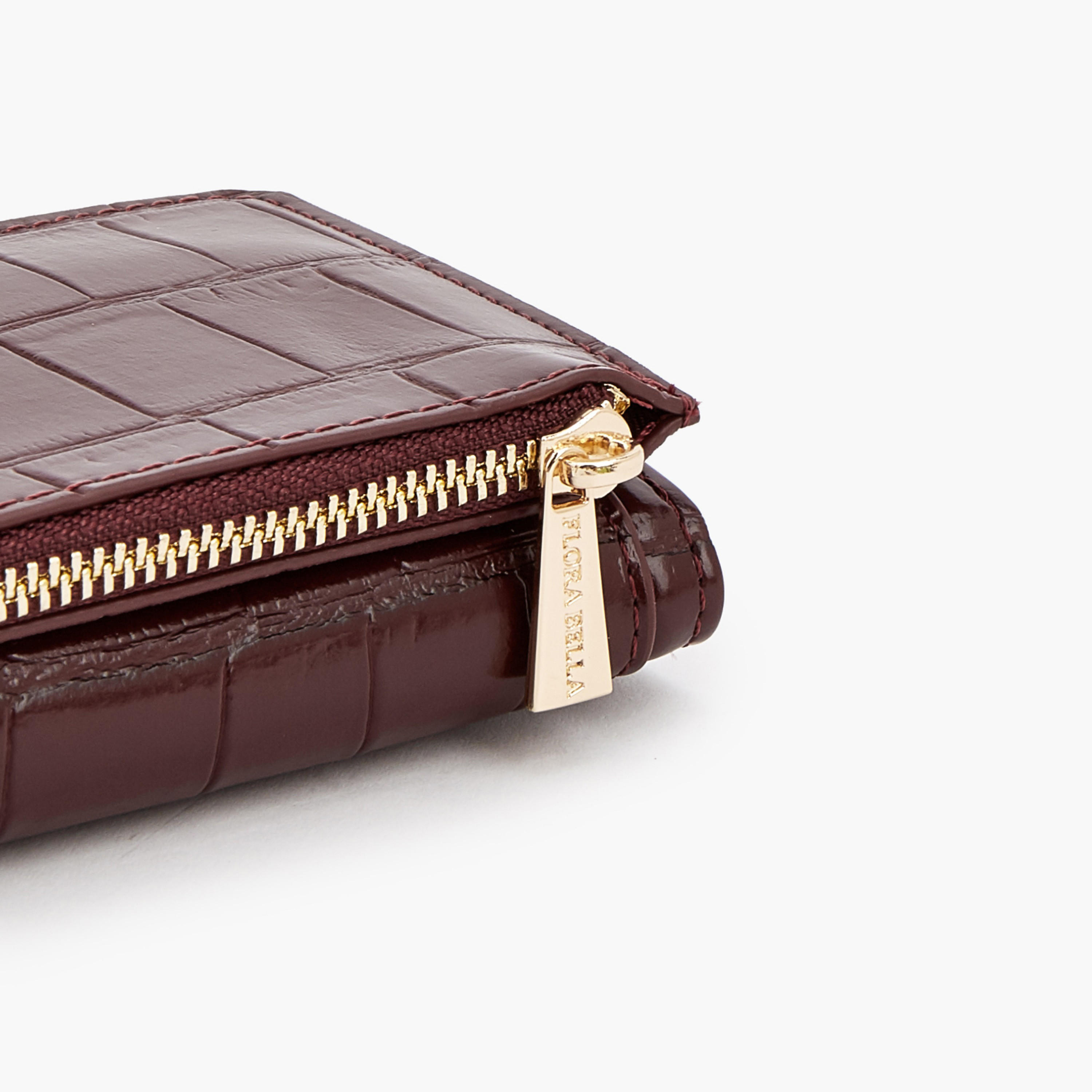 محفظة بطية ثلاثية بارزة الملمس بجيب بسحّاب من فلورا بيلا-women-bagsandwallets-wallets-image-5