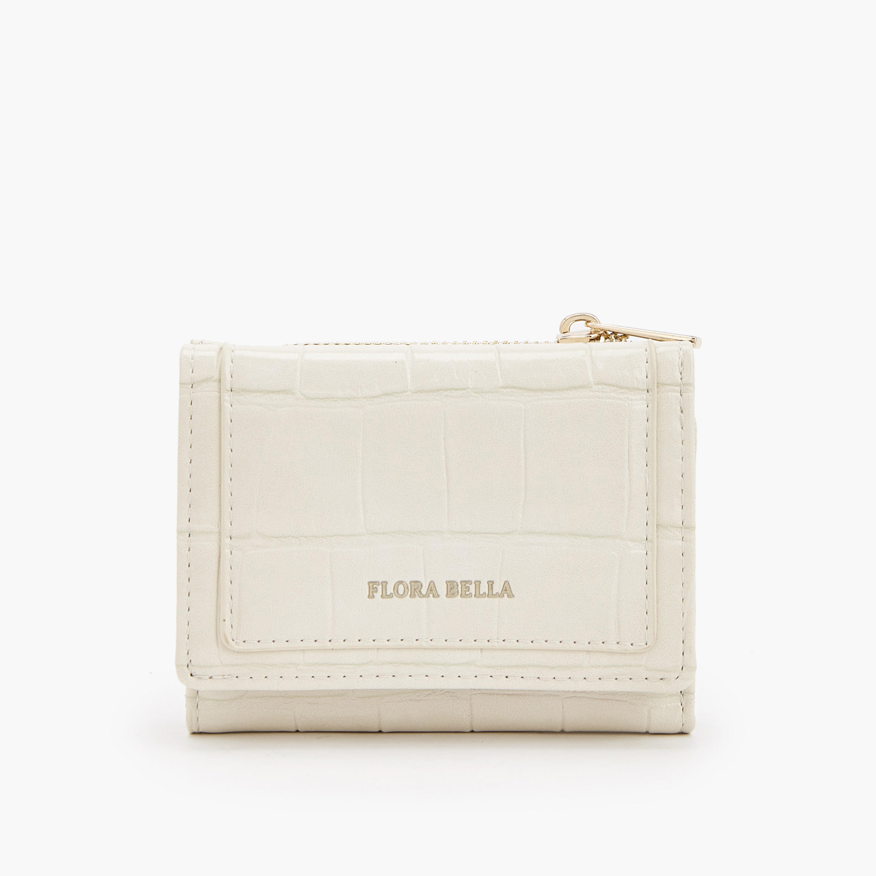 محفظة بطية ثلاثية بارزة الملمس بجيب بسحّاب من فلورا بيلا-women-bagsandwallets-wallets-image-15
