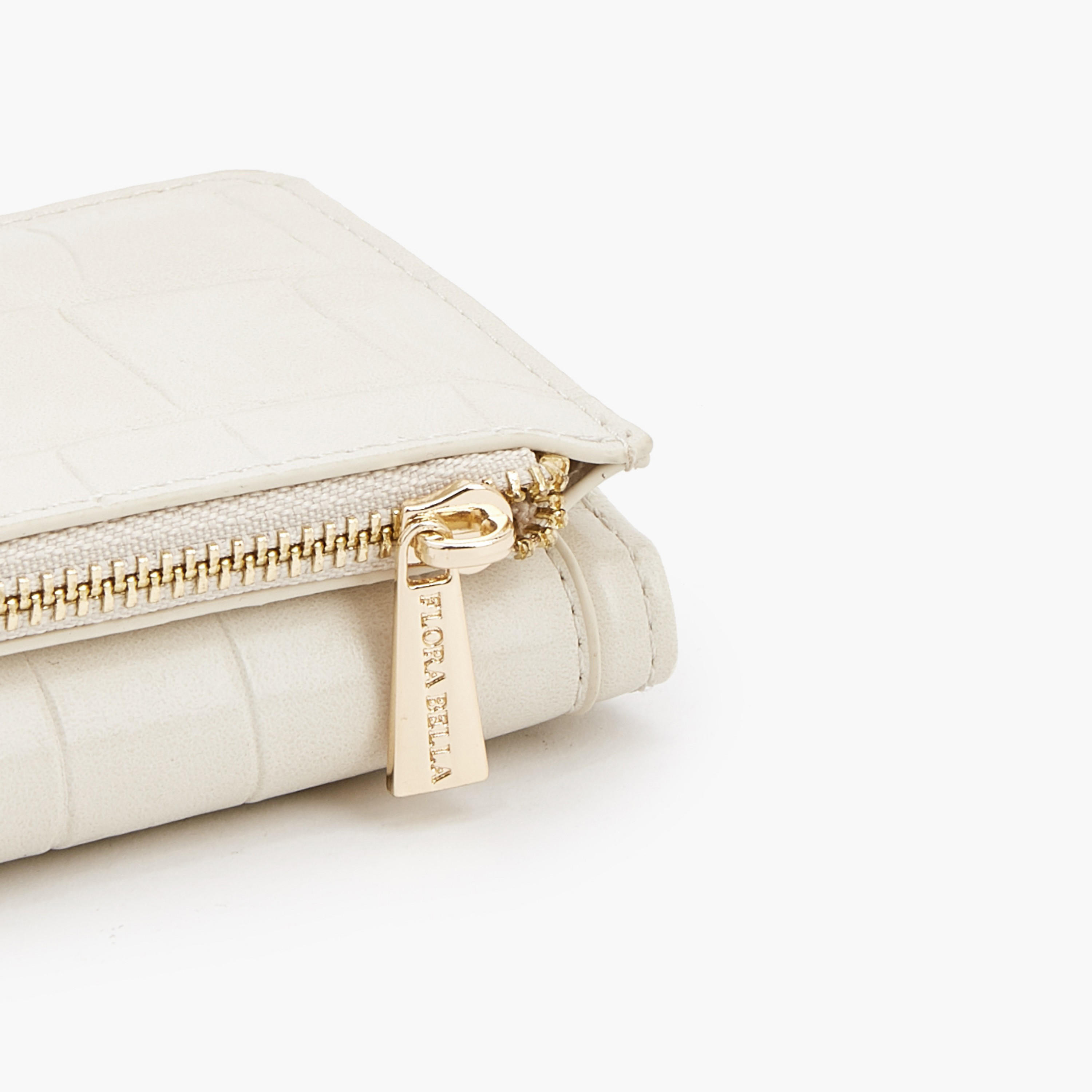 محفظة بطية ثلاثية بارزة الملمس بجيب بسحّاب من فلورا بيلا-women-bagsandwallets-wallets-image-19