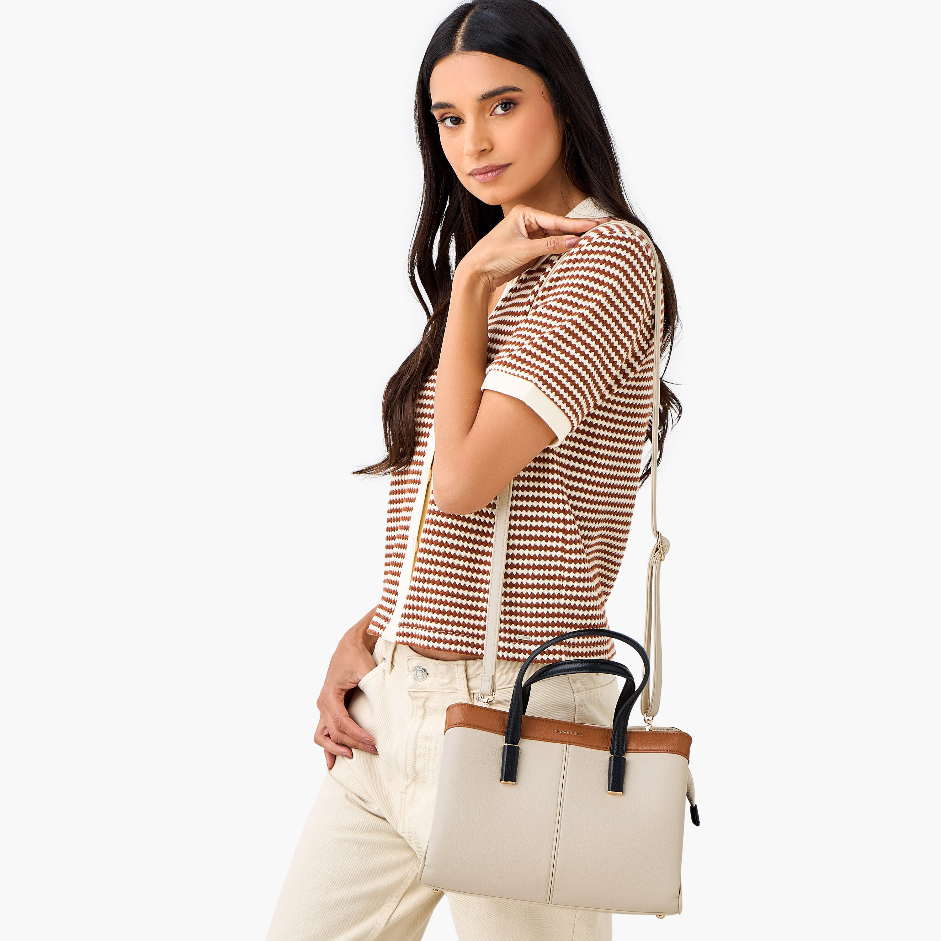 شنطة توت بألواح وبحزام قابل للفصل وسحّاب إغلاق من فلورا بيلا-women-bagsandwallets-handbags-image-2