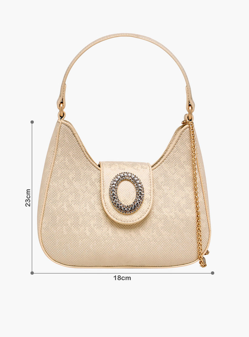 Flora Bella Textured Shoulder Bag with Embellished Button Closure-women-bagsandwallets-handbags-image-2