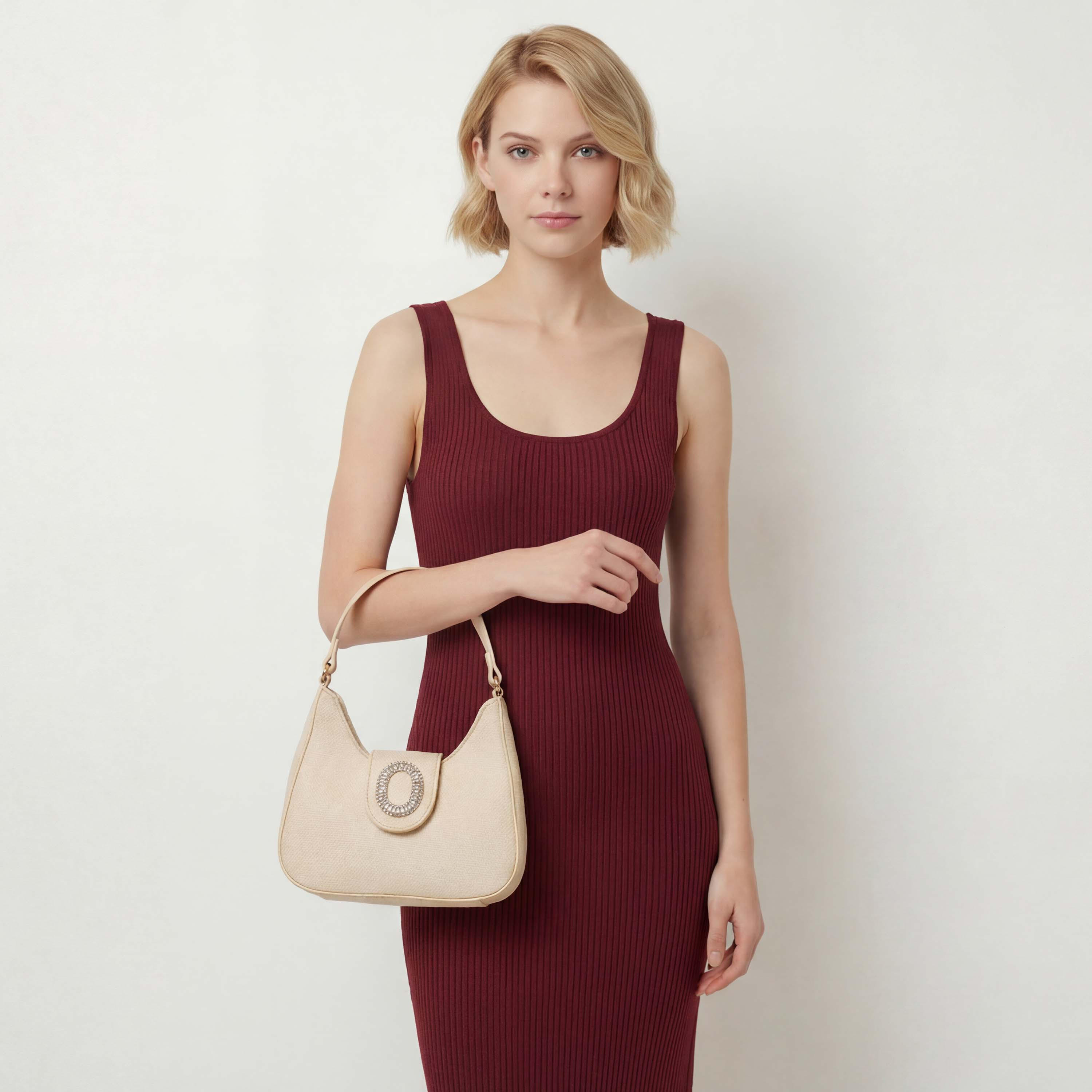 Flora Bella Textured Shoulder Bag with Embellished Button Closure-women-bagsandwallets-handbags-image-3