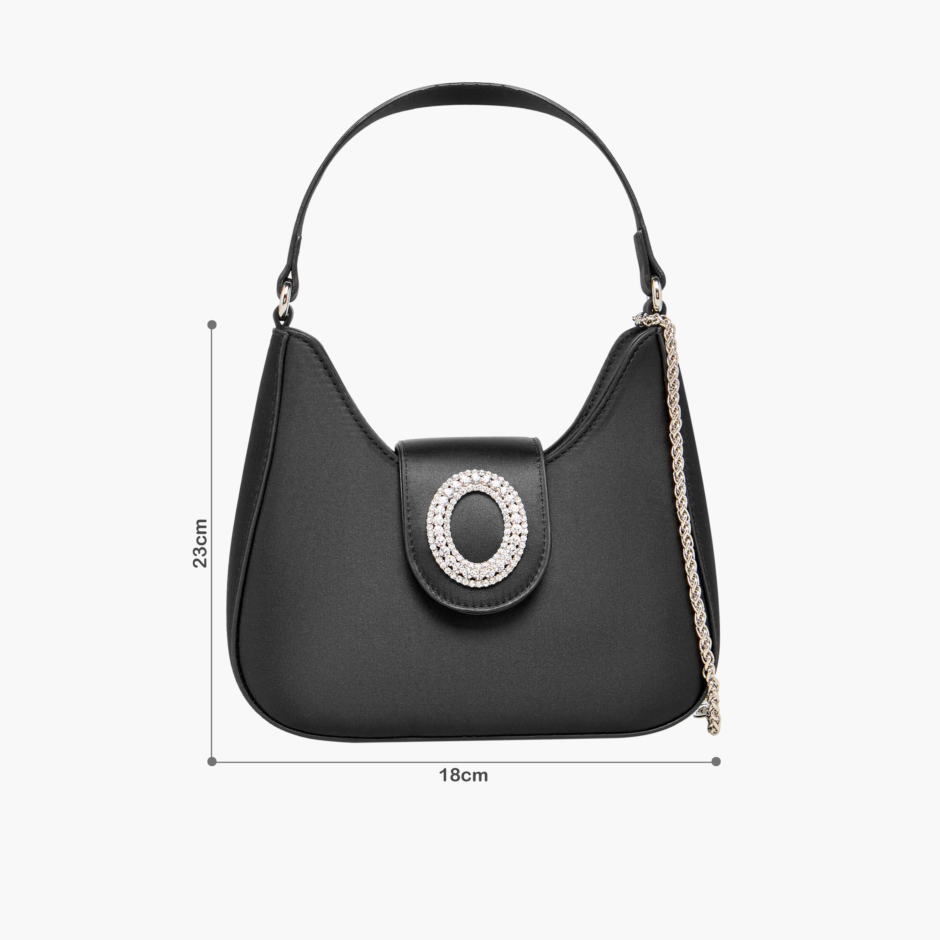 Flora Bella Textured Shoulder Bag with Embellished Button Closure-women-bagsandwallets-handbags-image-3