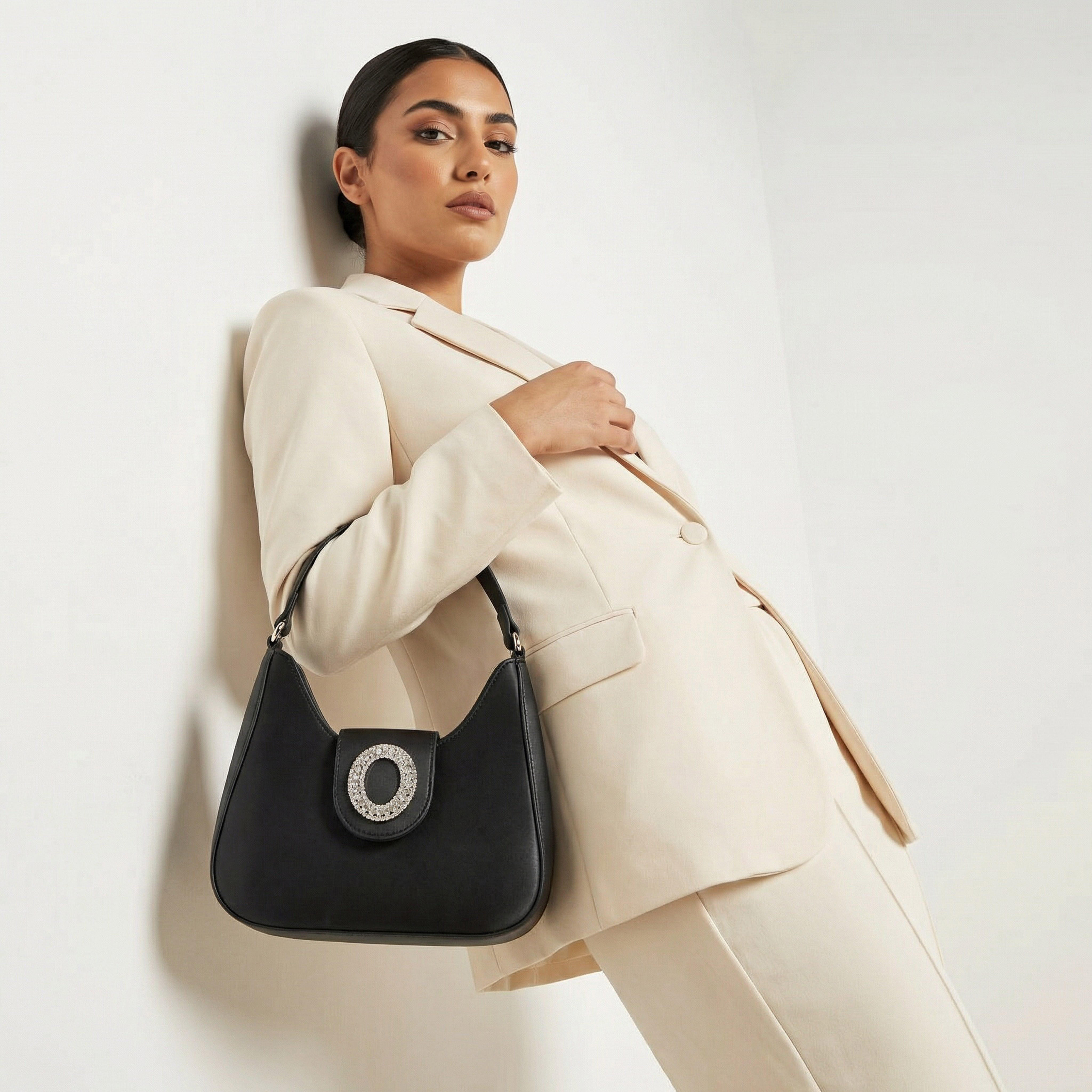 Flora Bella Textured Shoulder Bag with Embellished Button Closure-women-bagsandwallets-handbags-image-2