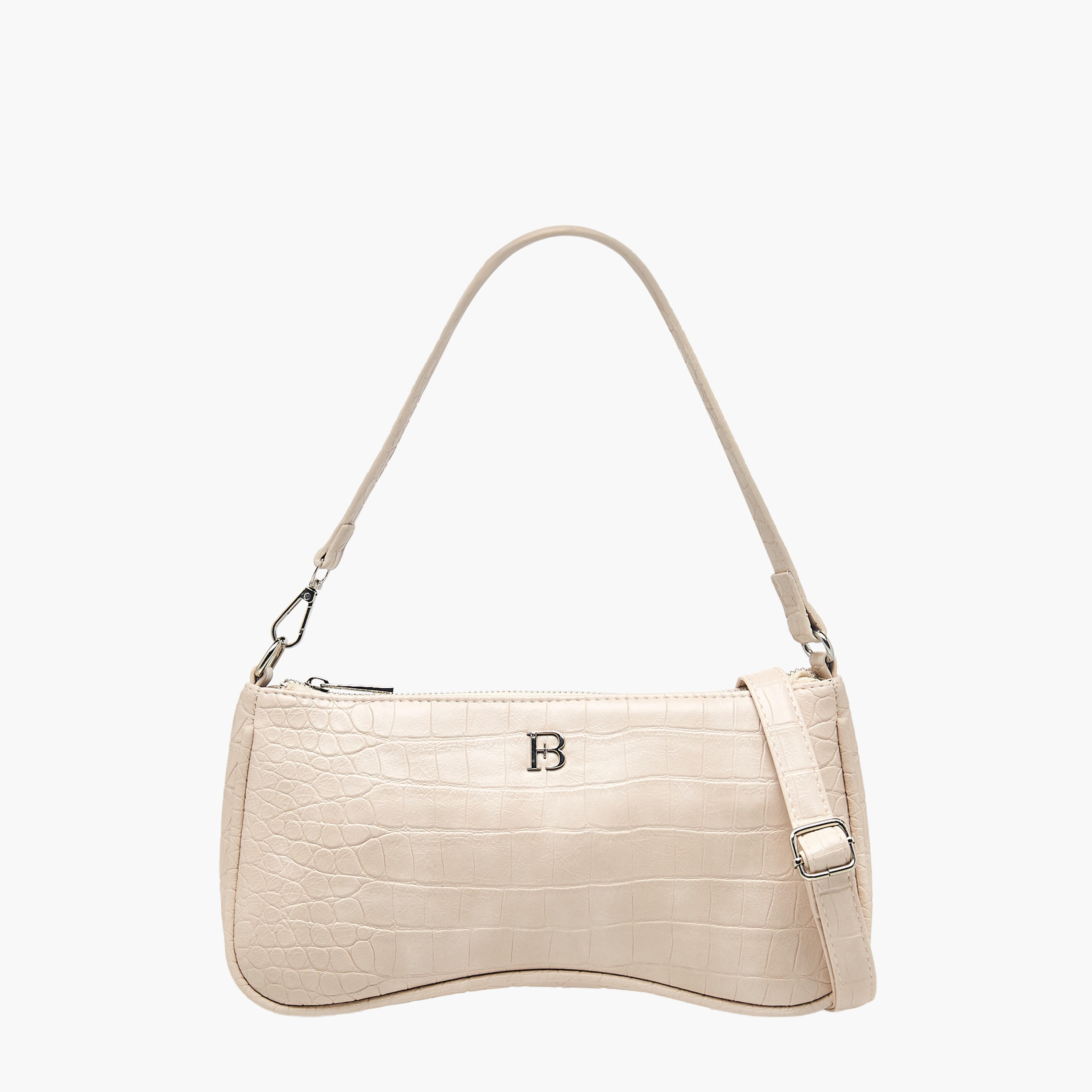 شنطة كتف بارزة الملمس بحزام قابل للفصل وسحاب إغلاق من فلورا بيلا-women-bagsandwallets-handbags-image-1