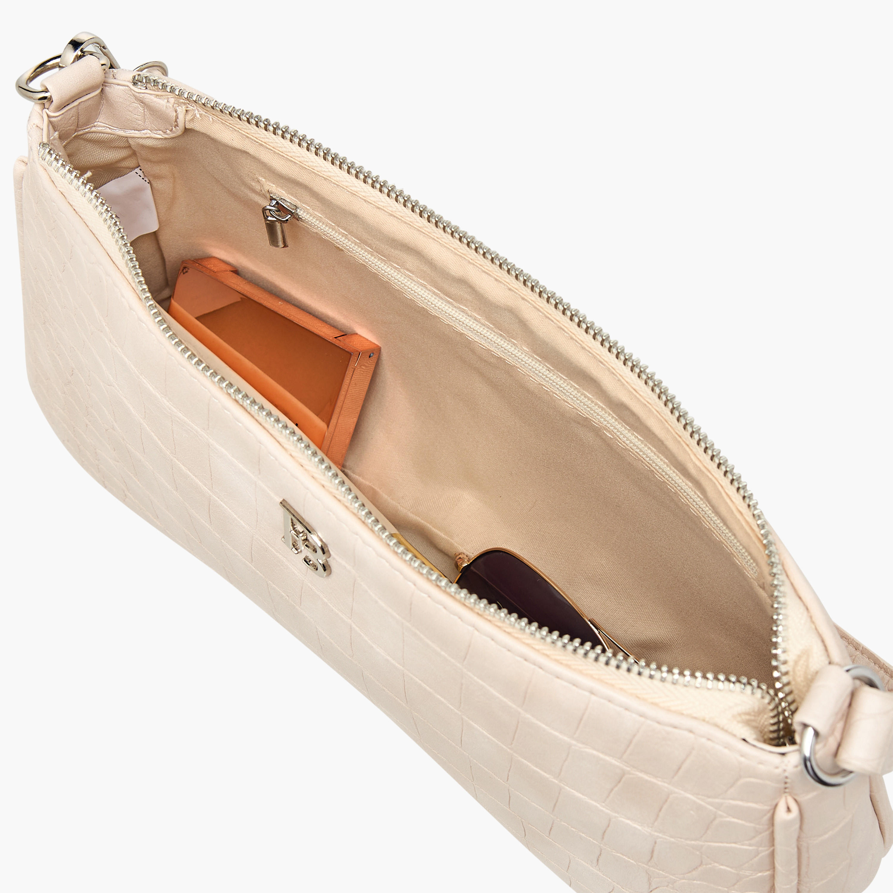 شنطة كتف بارزة الملمس بحزام قابل للفصل وسحاب إغلاق من فلورا بيلا-women-bagsandwallets-handbags-image-10