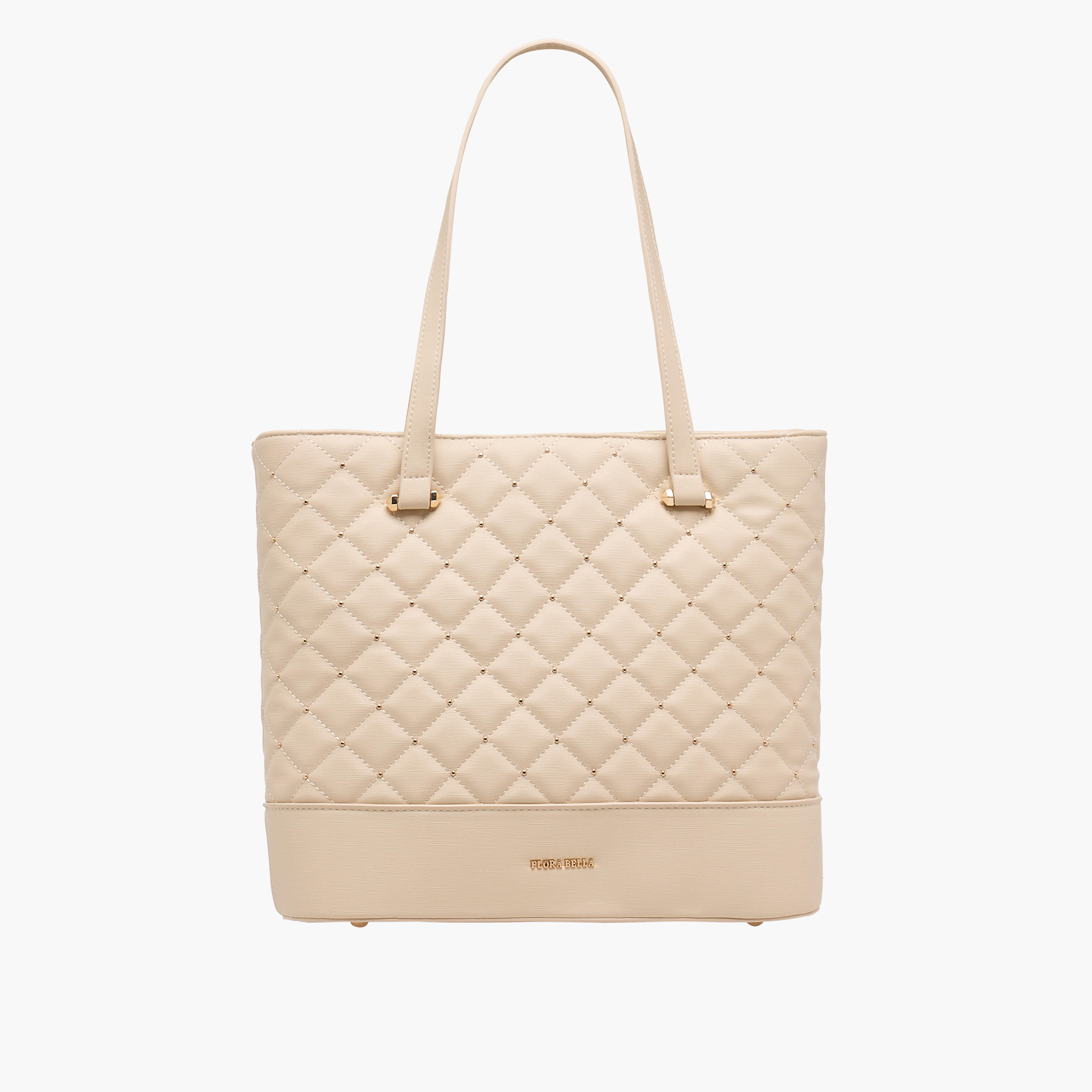 Flora Bella Quilted Tote Bag with Double Handle and Zip Closure-women-bagsandwallets-handbags-image-1