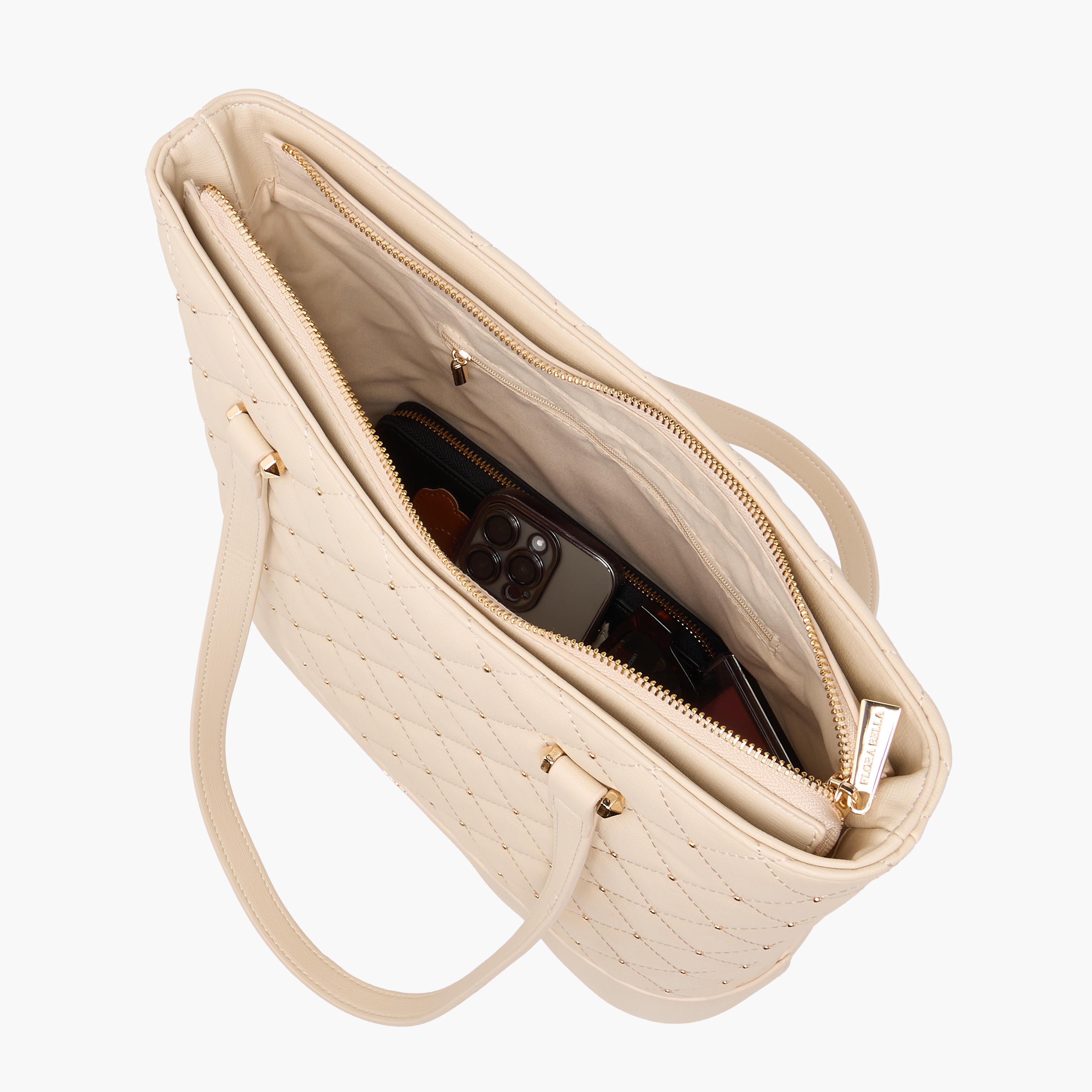 Flora Bella Quilted Tote Bag with Double Handle and Zip Closure-women-bagsandwallets-handbags-image-9