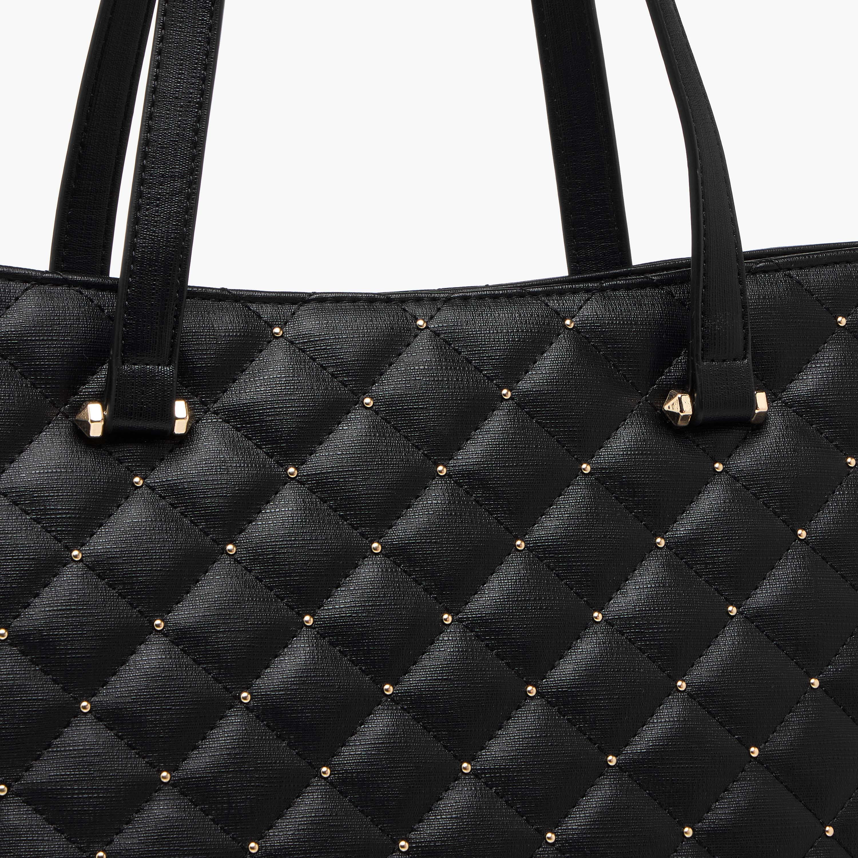 Flora Bella Quilted Tote Bag with Double Handle and Zip Closure-women-bagsandwallets-handbags-image-6