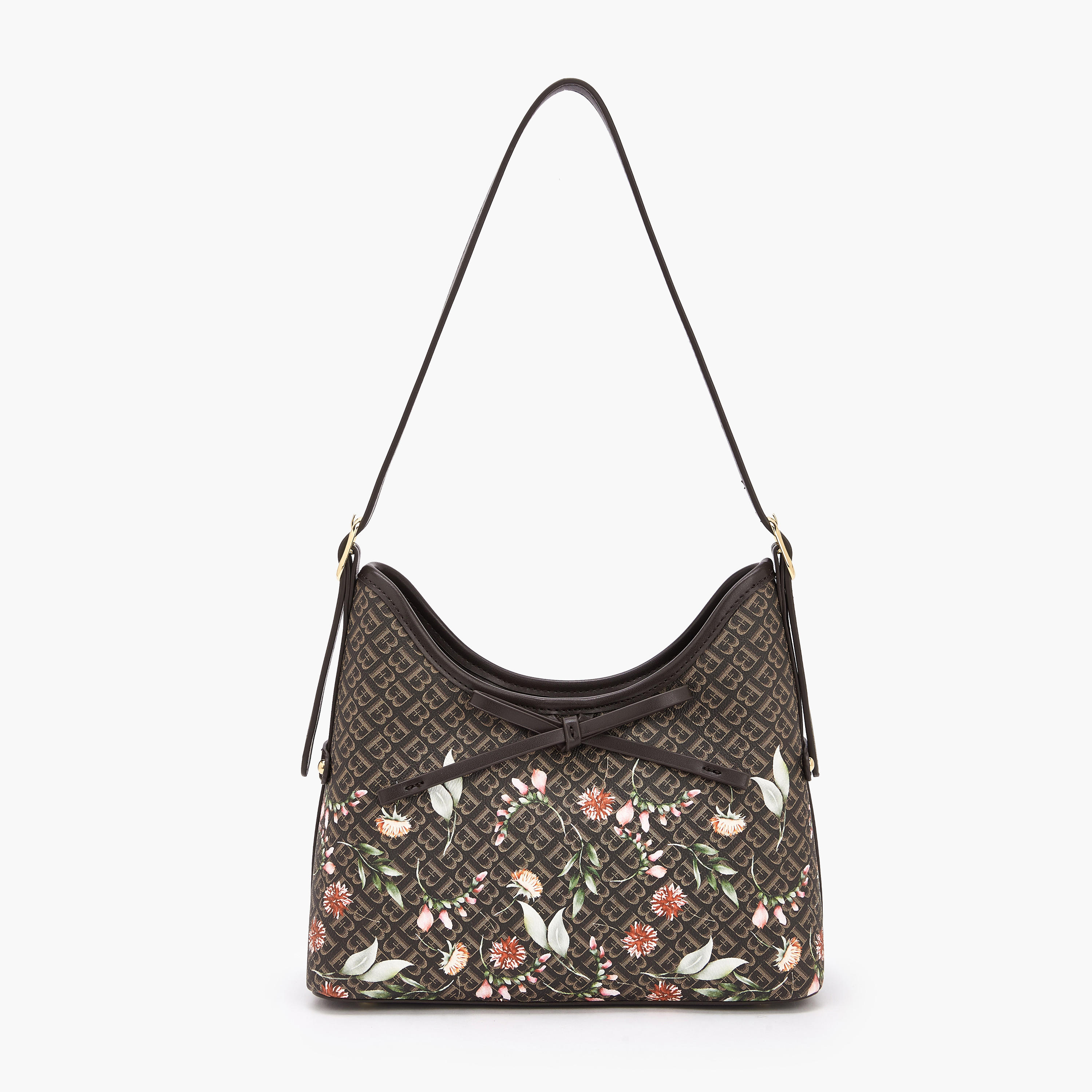شنطة كتف بطبعات مونوجرام مع حزام قابل للتعديل للنساء من فلورا بيلا-women-bagsandwallets-handbags-image-1