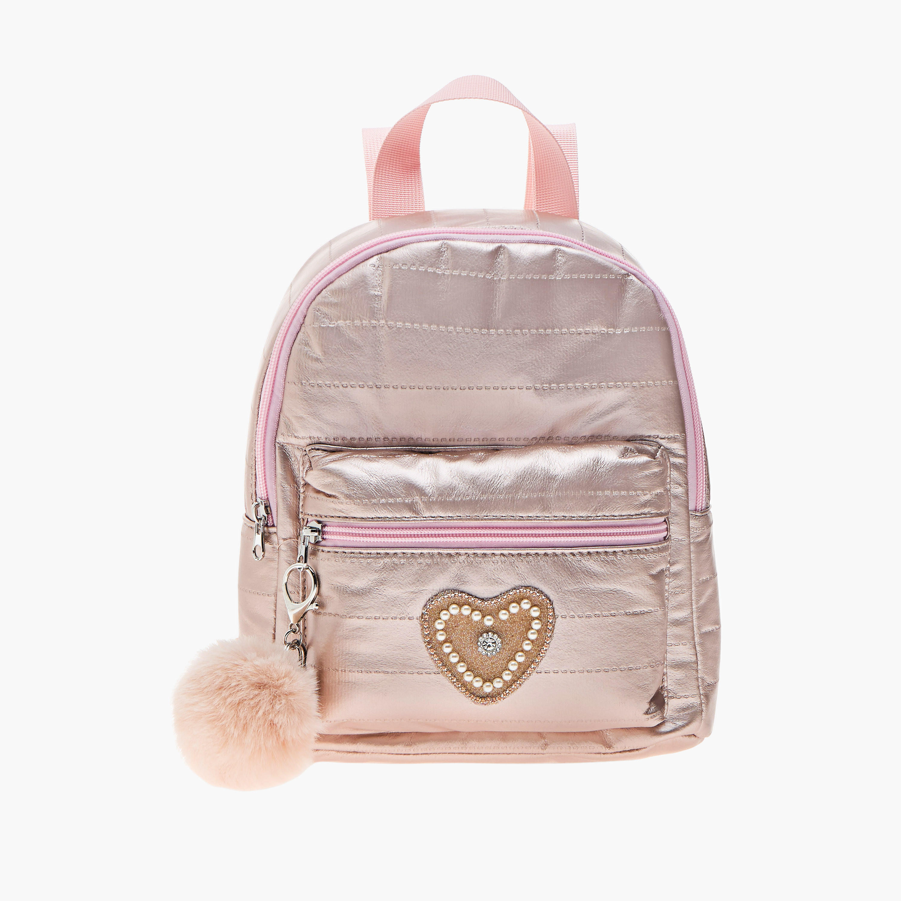 شنطة ظهر بسحاب إغلاق وحمالات قابلة للتعديل وزينة قلب من ليتل ميسي-school-bagsandbackpacks-backpacks-image-1