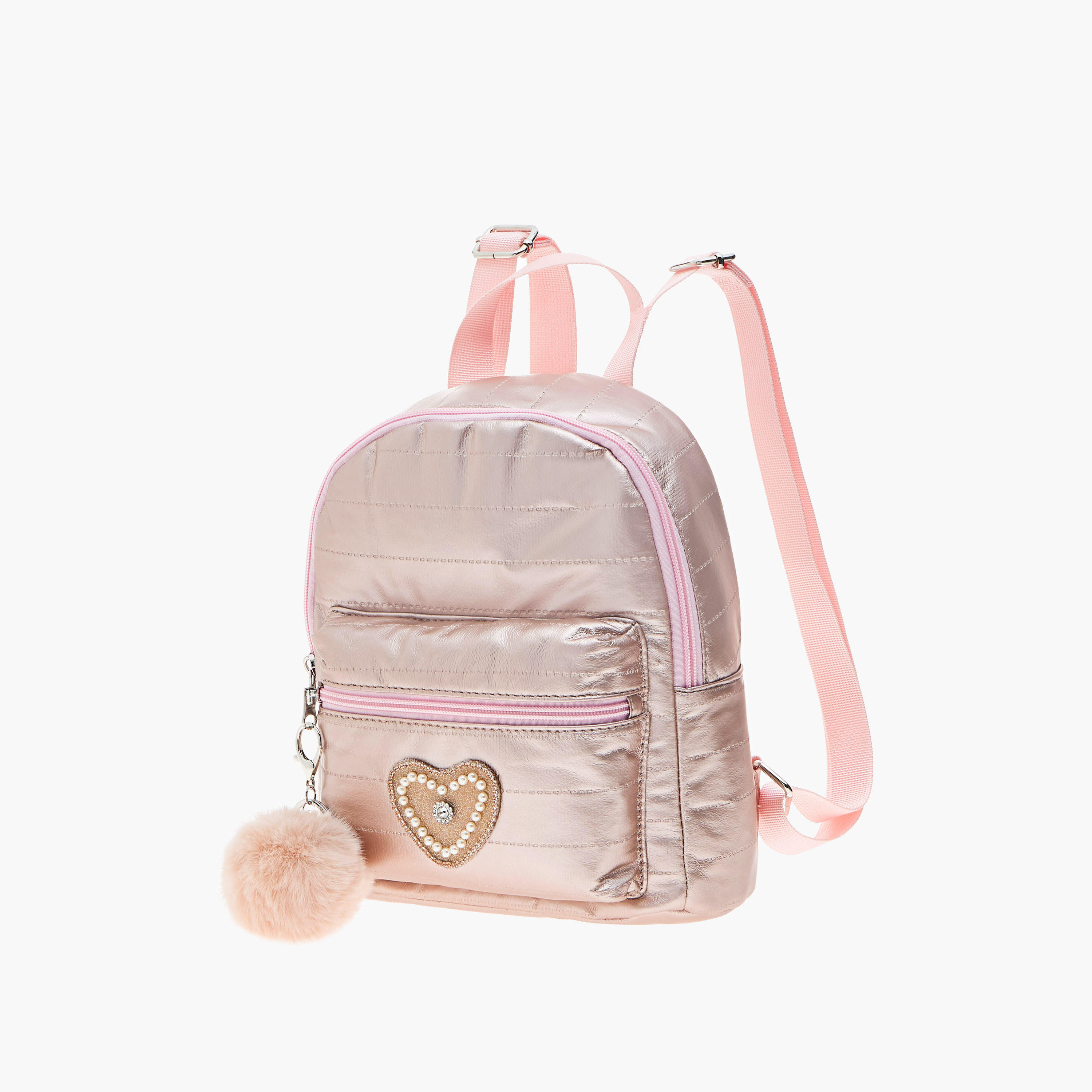 شنطة ظهر بسحاب إغلاق وحمالات قابلة للتعديل وزينة قلب من ليتل ميسي-school-bagsandbackpacks-backpacks-image-2