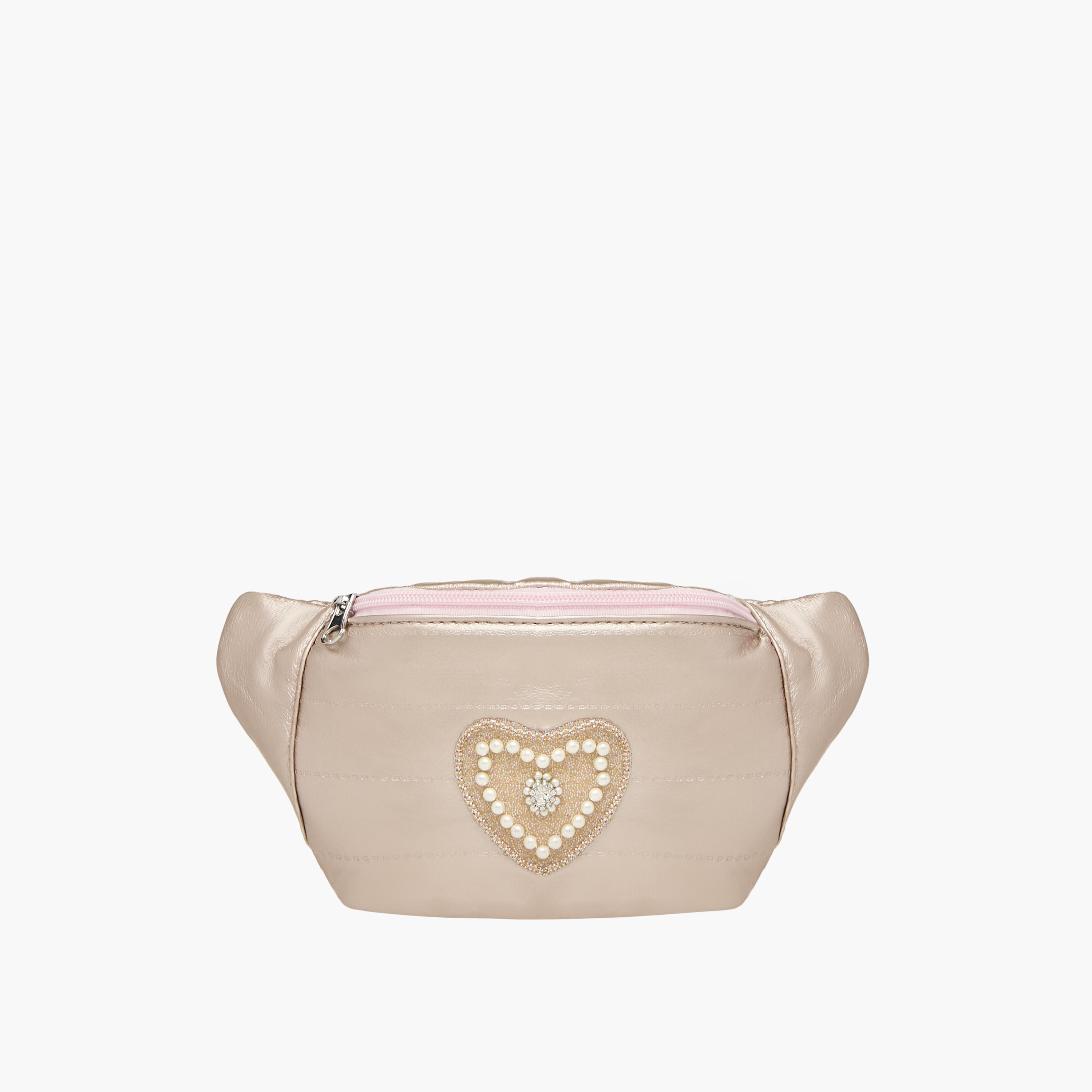 Little Missy Embellished Heart Waist Bag with Zip Closure-travel-accessories-image-1