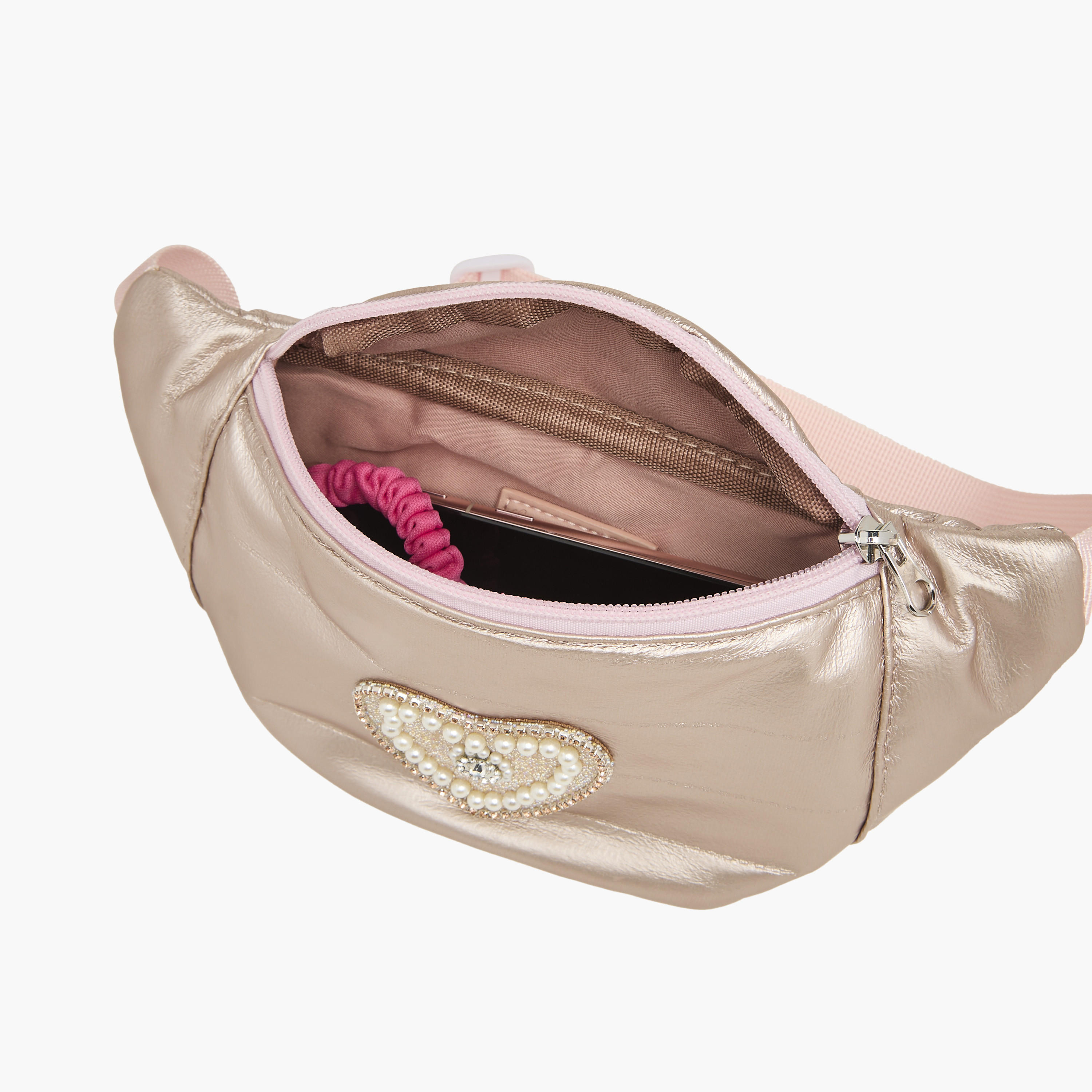 Little Missy Embellished Heart Waist Bag with Zip Closure-travel-accessories-image-5