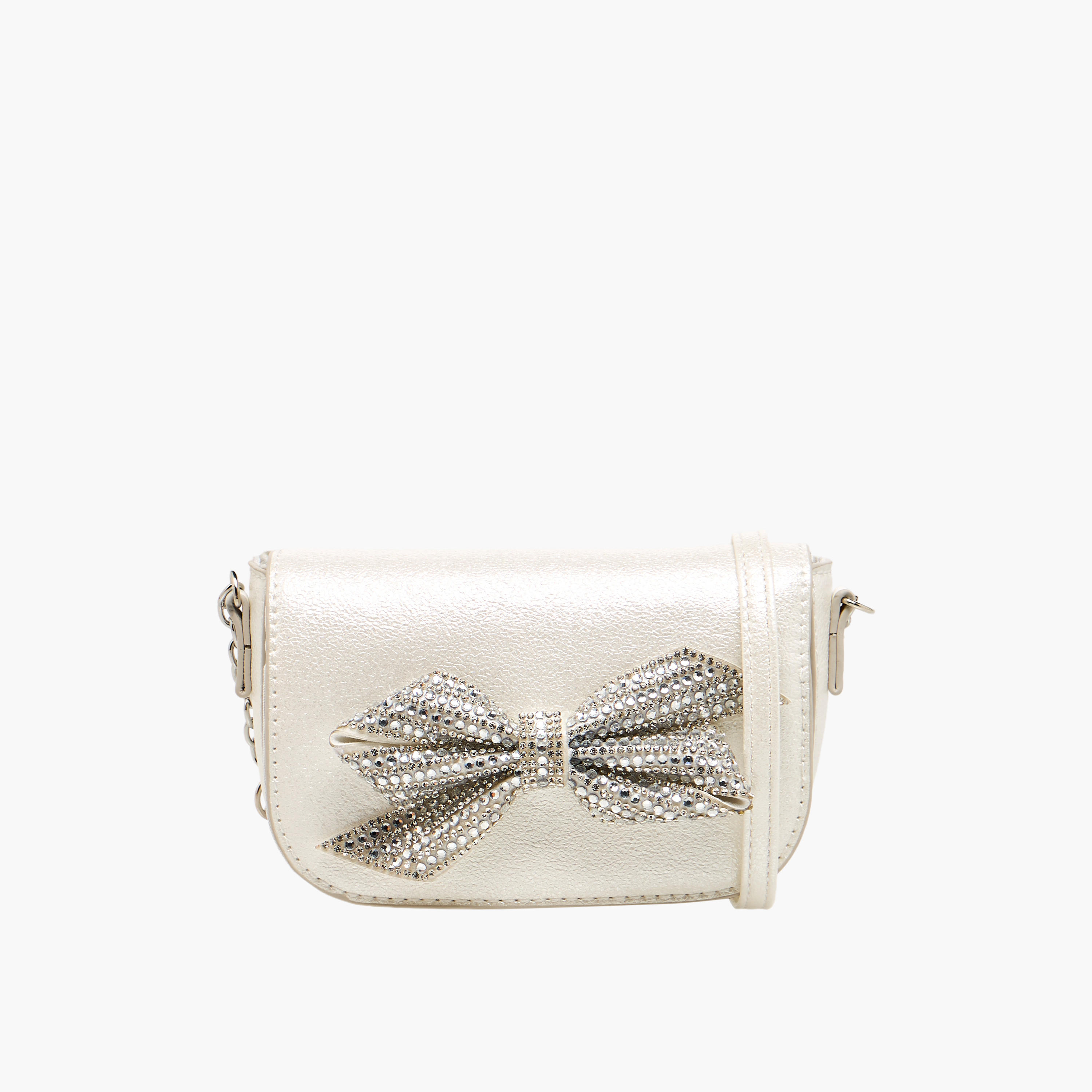شنطة كروس بودي بحزام سلسلة وزينة فيونكة من فلورا بيلا-girls-accessories-bags-image-1