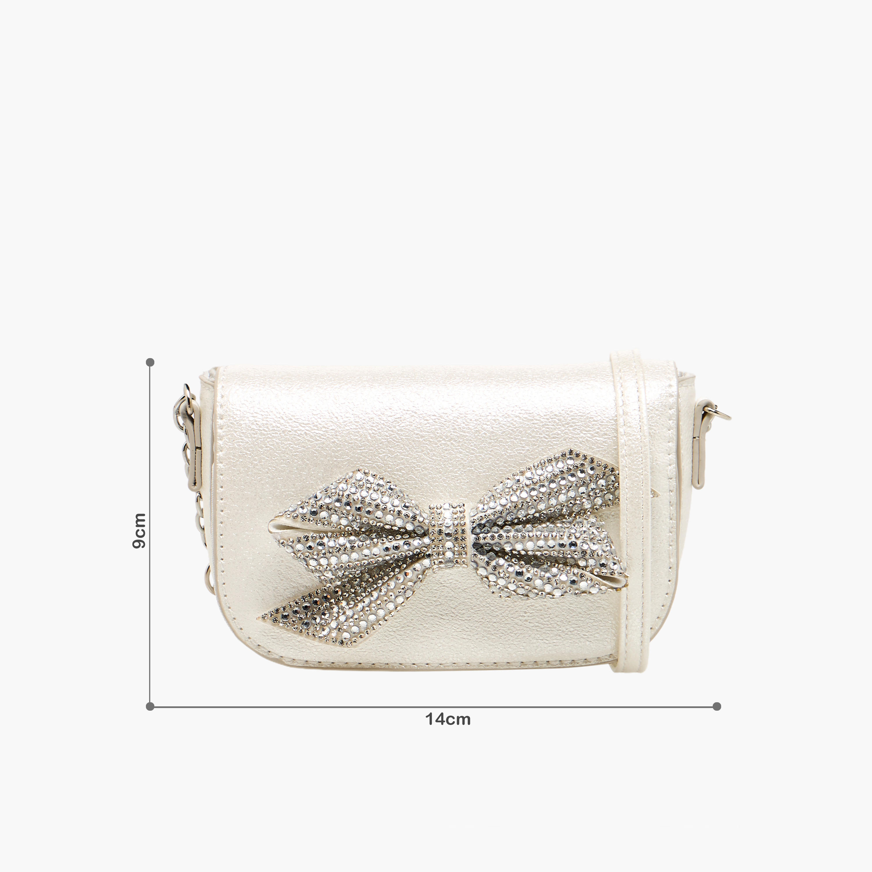 شنطة كروس بودي بحزام سلسلة وزينة فيونكة من فلورا بيلا-girls-accessories-bags-image-2