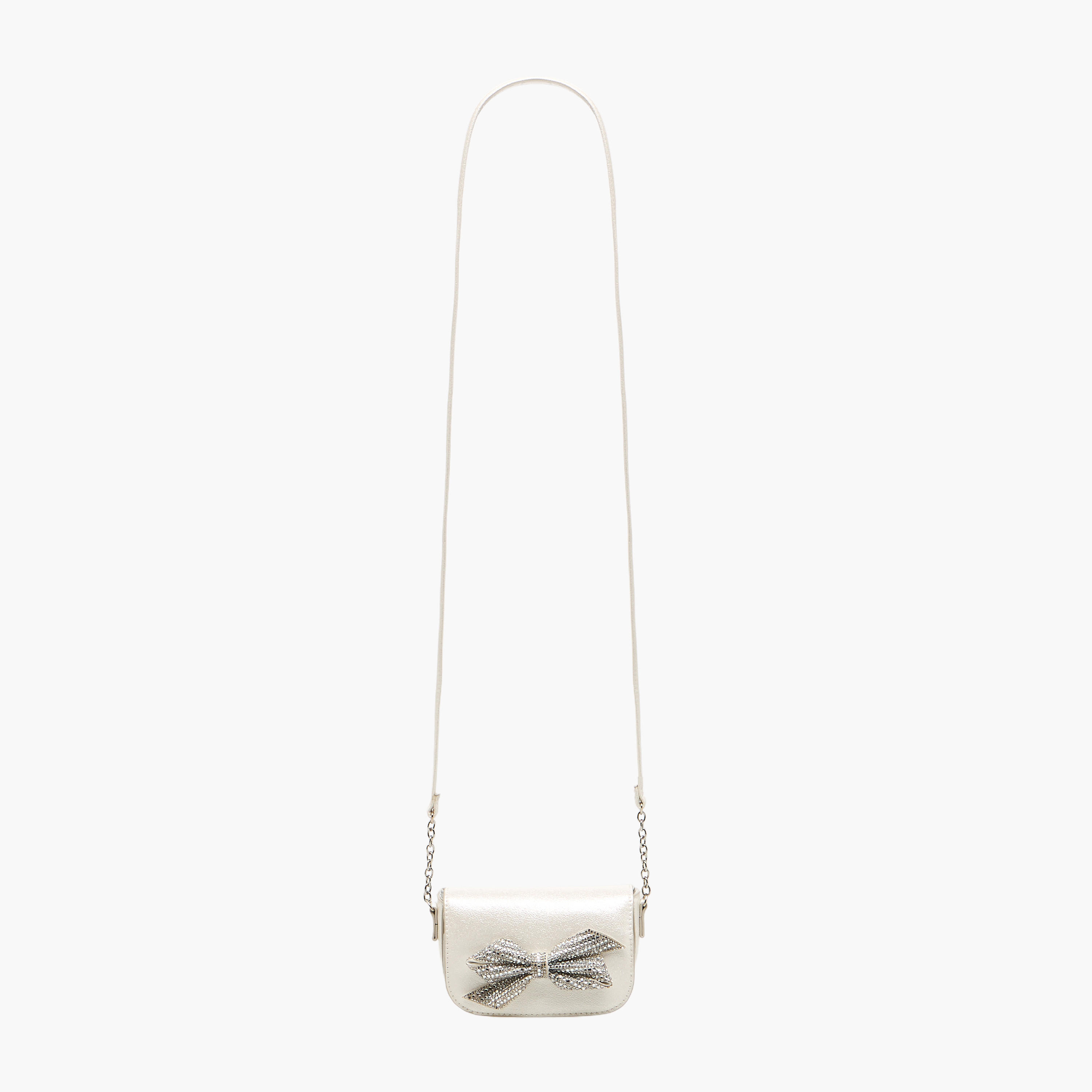 شنطة كروس بودي بحزام سلسلة وزينة فيونكة من فلورا بيلا-girls-accessories-bags-image-3