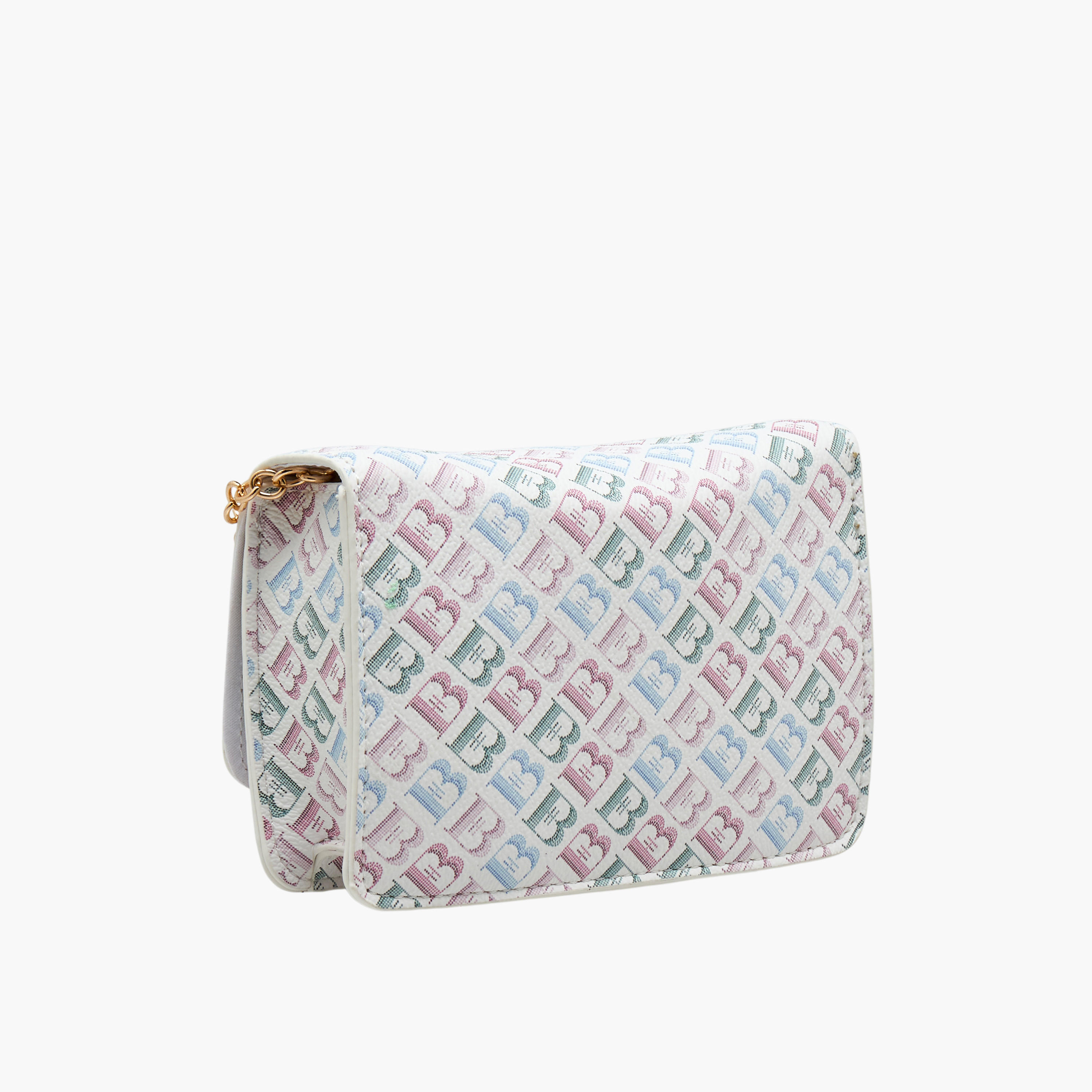 شنطة كروس بودي بحزام سلسلة وطبعات مونوجرام من فلورا بيلا-girls-accessories-bags-image-4