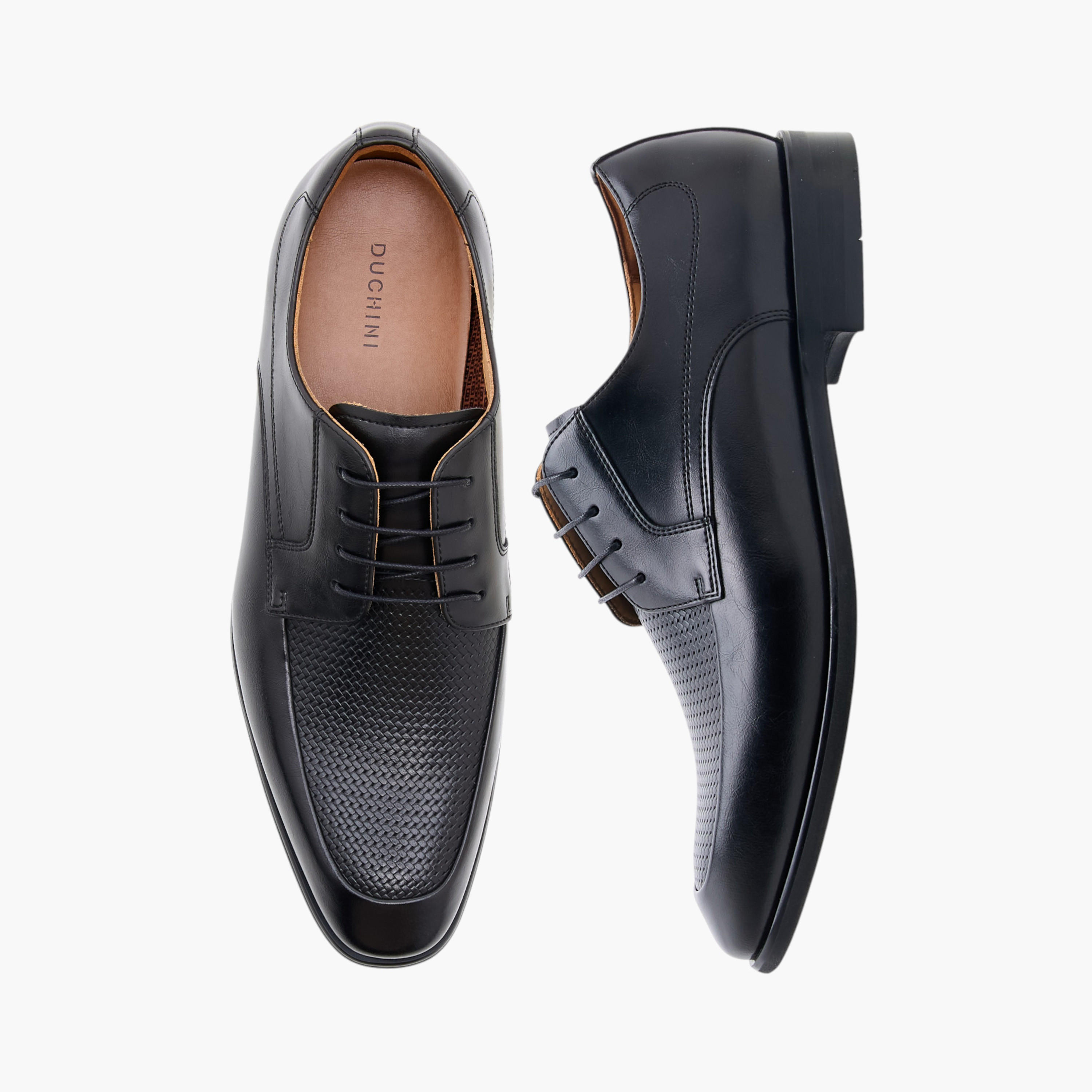Duchini Men's Textured Lace-Up Derby Shoes-men-shoes-formalshoes-image-1