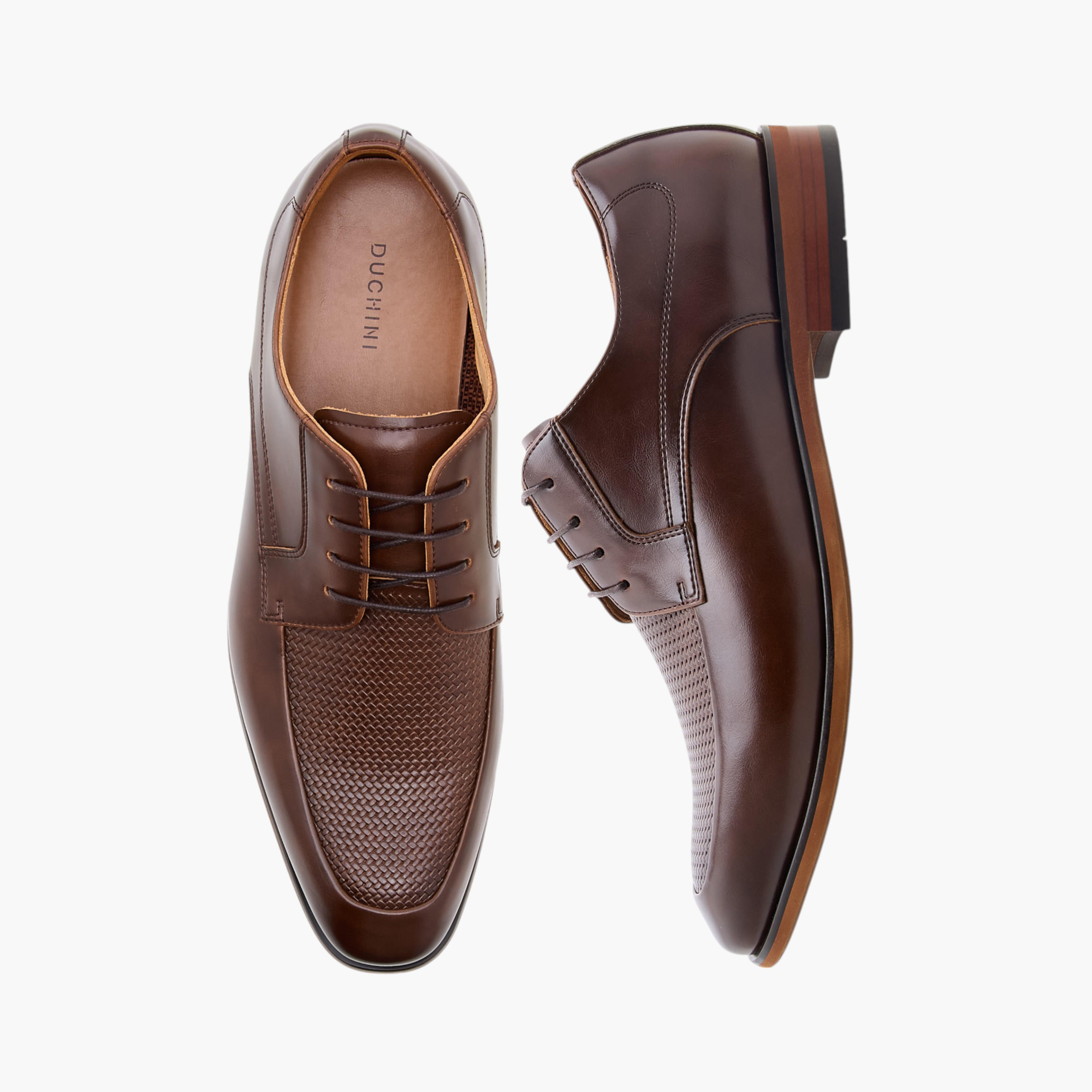 Duchini Men's Textured Lace-Up Derby Shoes-men-shoes-formalshoes-image-1