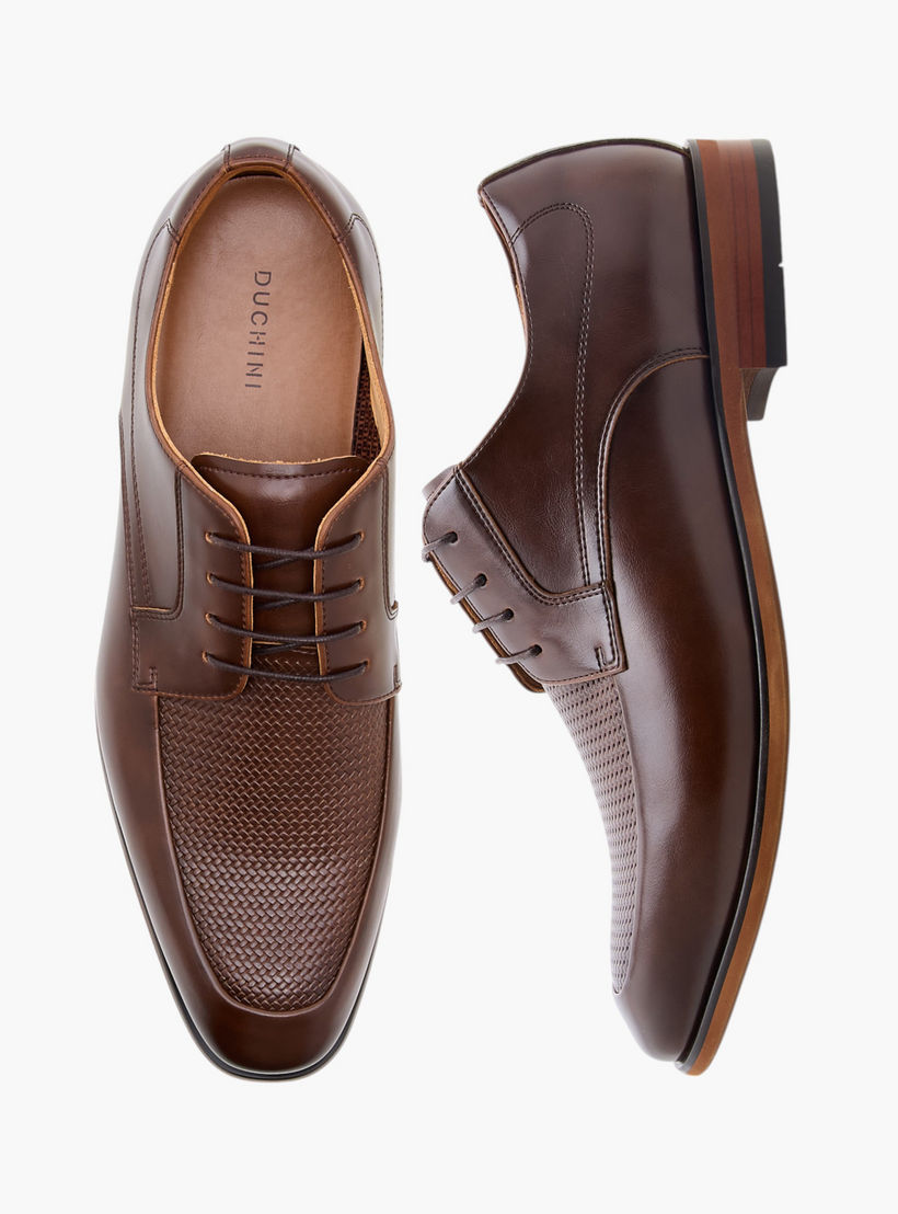 Duchini Men's Textured Lace-Up Derby Shoes-men-shoes-formalshoes-image-1