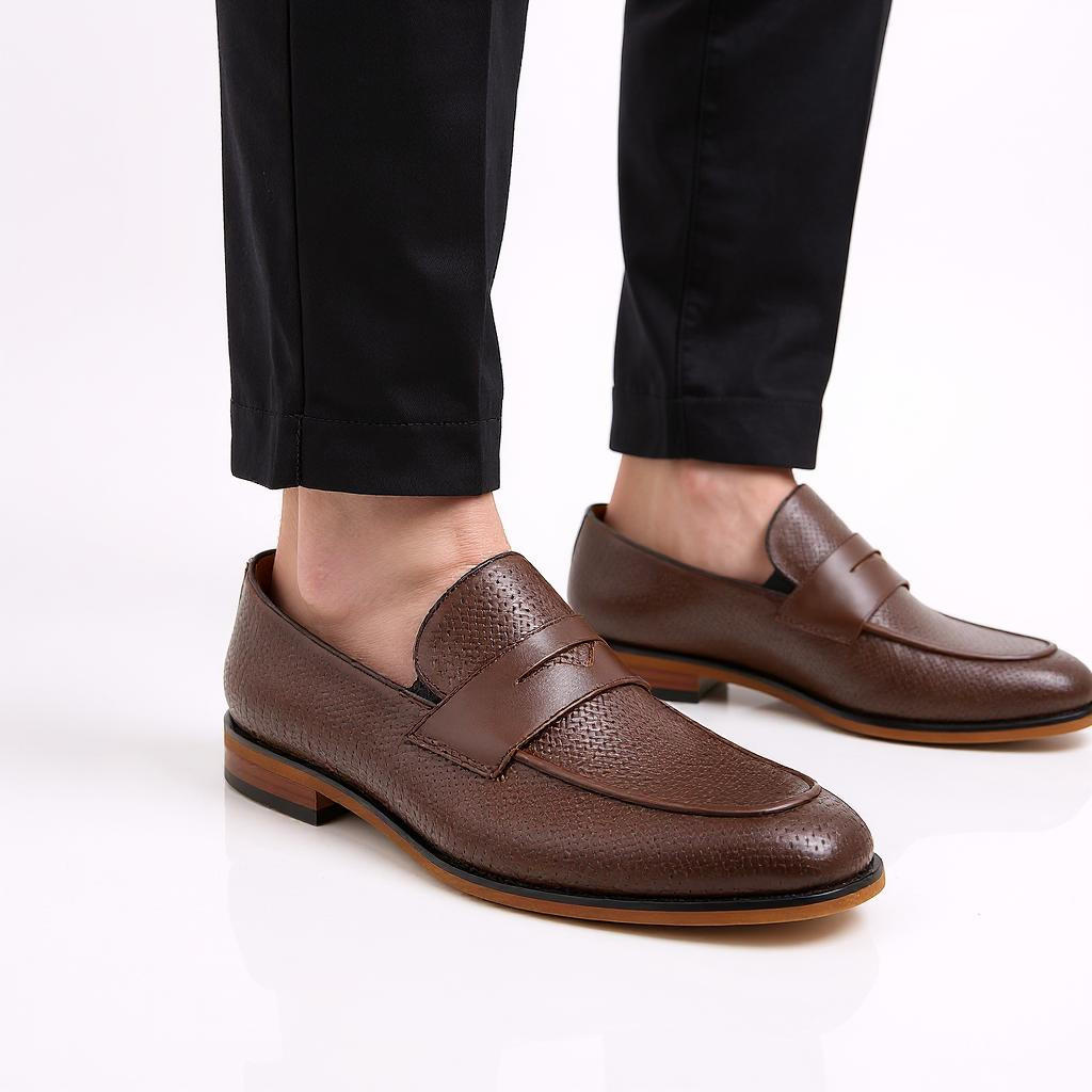 Duchini Men's Textured Slip-On Loafers-men-shoes-loafersandmoccasins-image-2