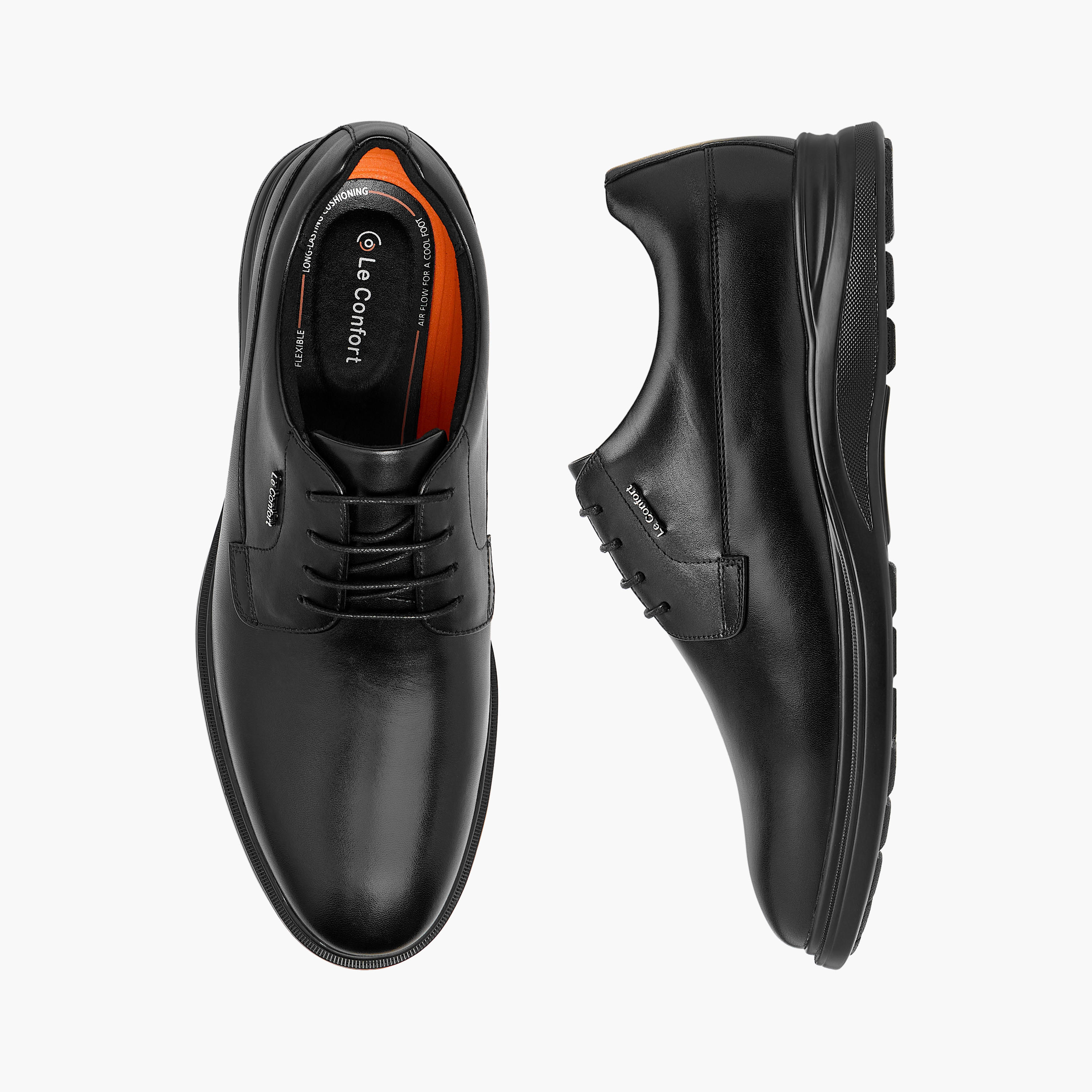Le Confort Solid Derby Shoes with Lace-Up Closure-men-shoes-formalshoes-image-1