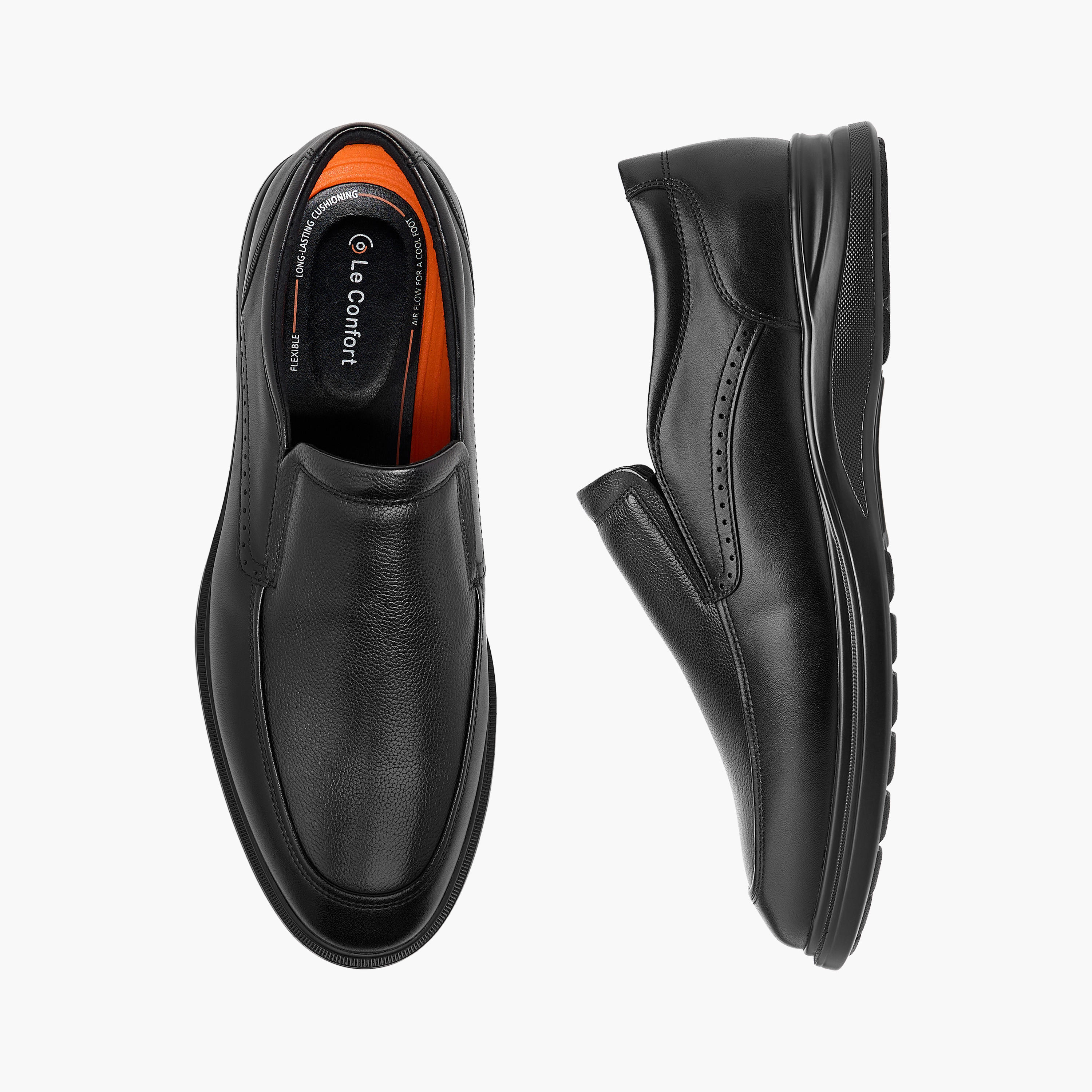 Le Confort Leather Textured Slip-On Loafers-men-shoes-loafersandmoccasins-image-1