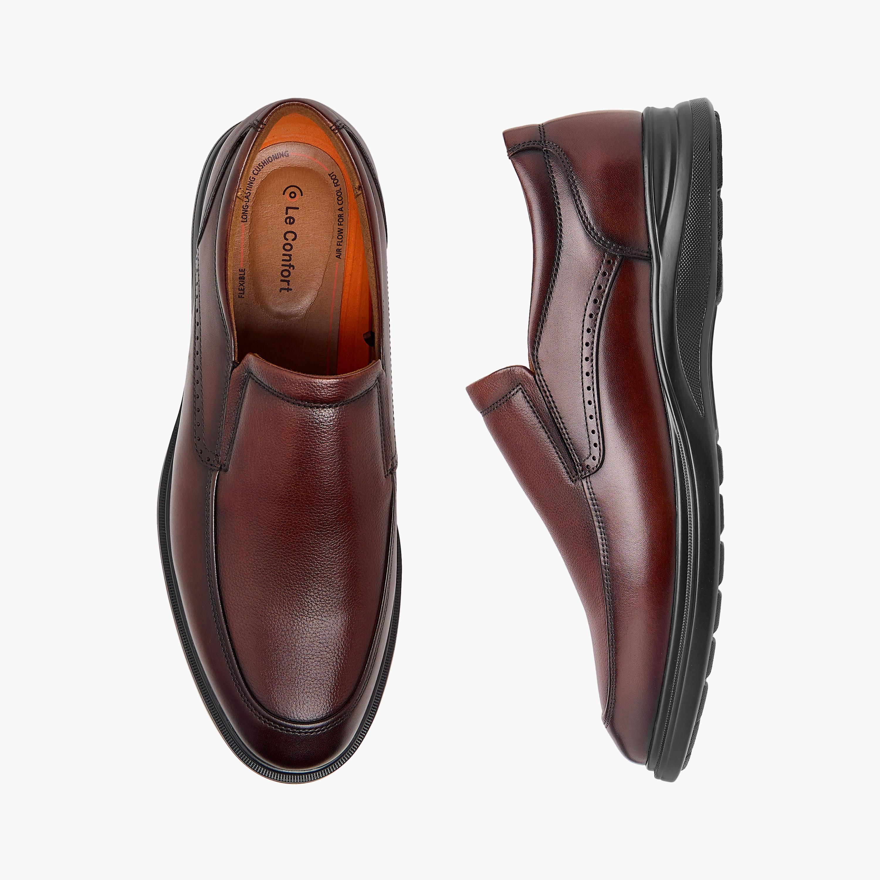 Le Confort Leather Textured Slip-On Loafers-men-shoes-loafersandmoccasins-image-1