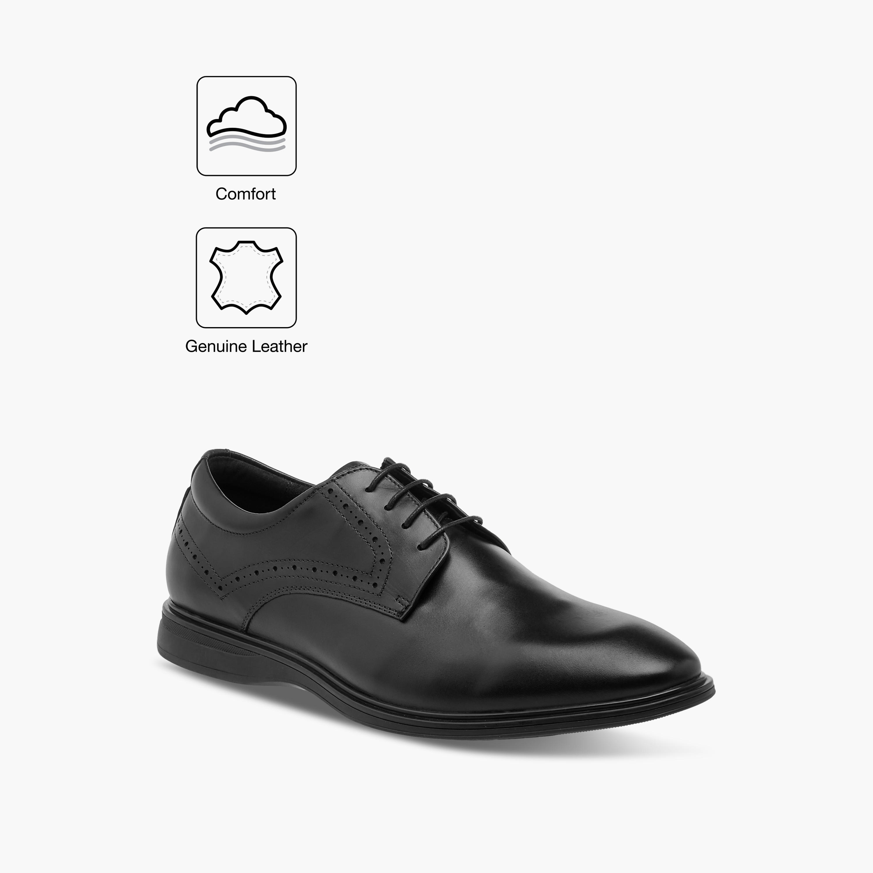 حذاء ديربي جلد سادة برباط إغلاق من لو كونفورت-men-shoes-formalshoes-image-2