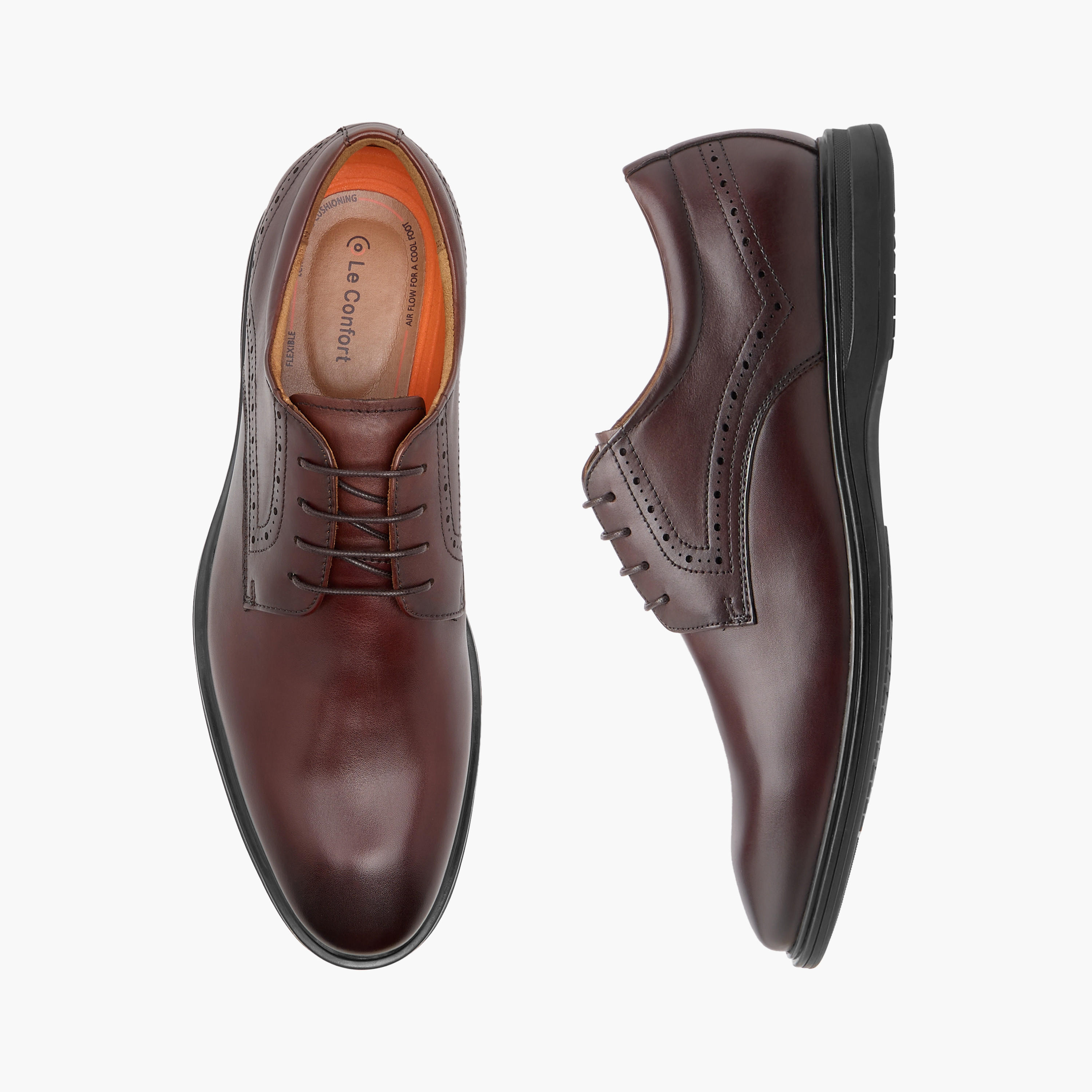 Le Confort Leather Solid Derby Shoes with Lace-Up Closure-men-shoes-formalshoes-image-1