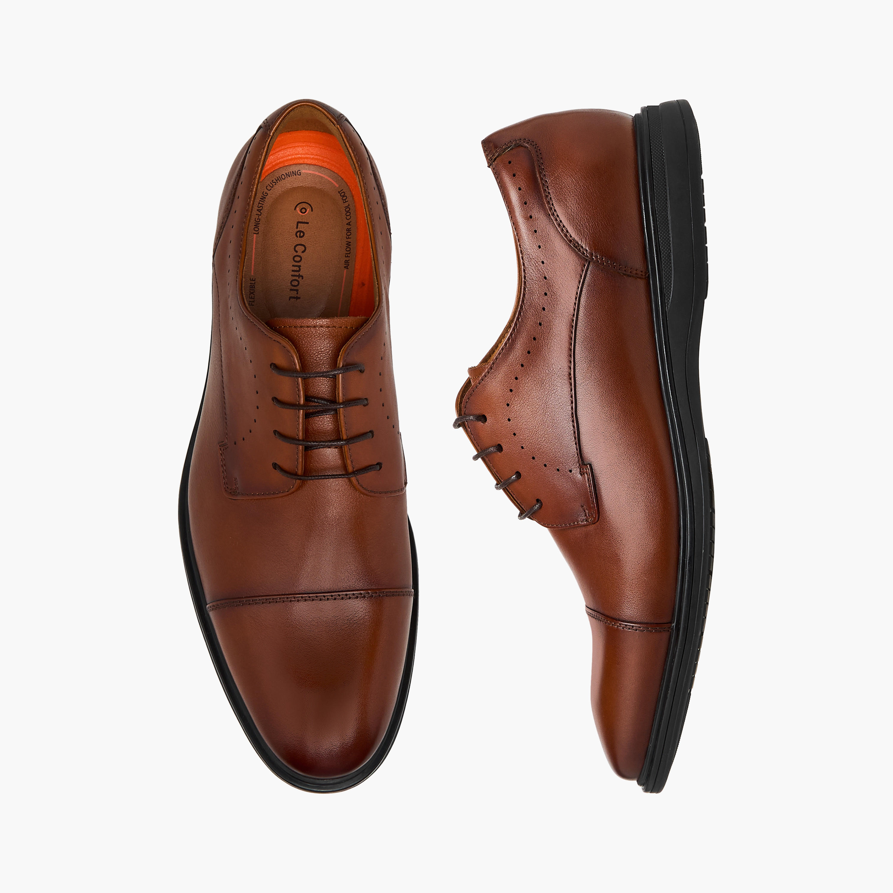 Le Confort Men Solid Lace-Up Leather Derby Shoes-men-shoes-formalshoes-image-1