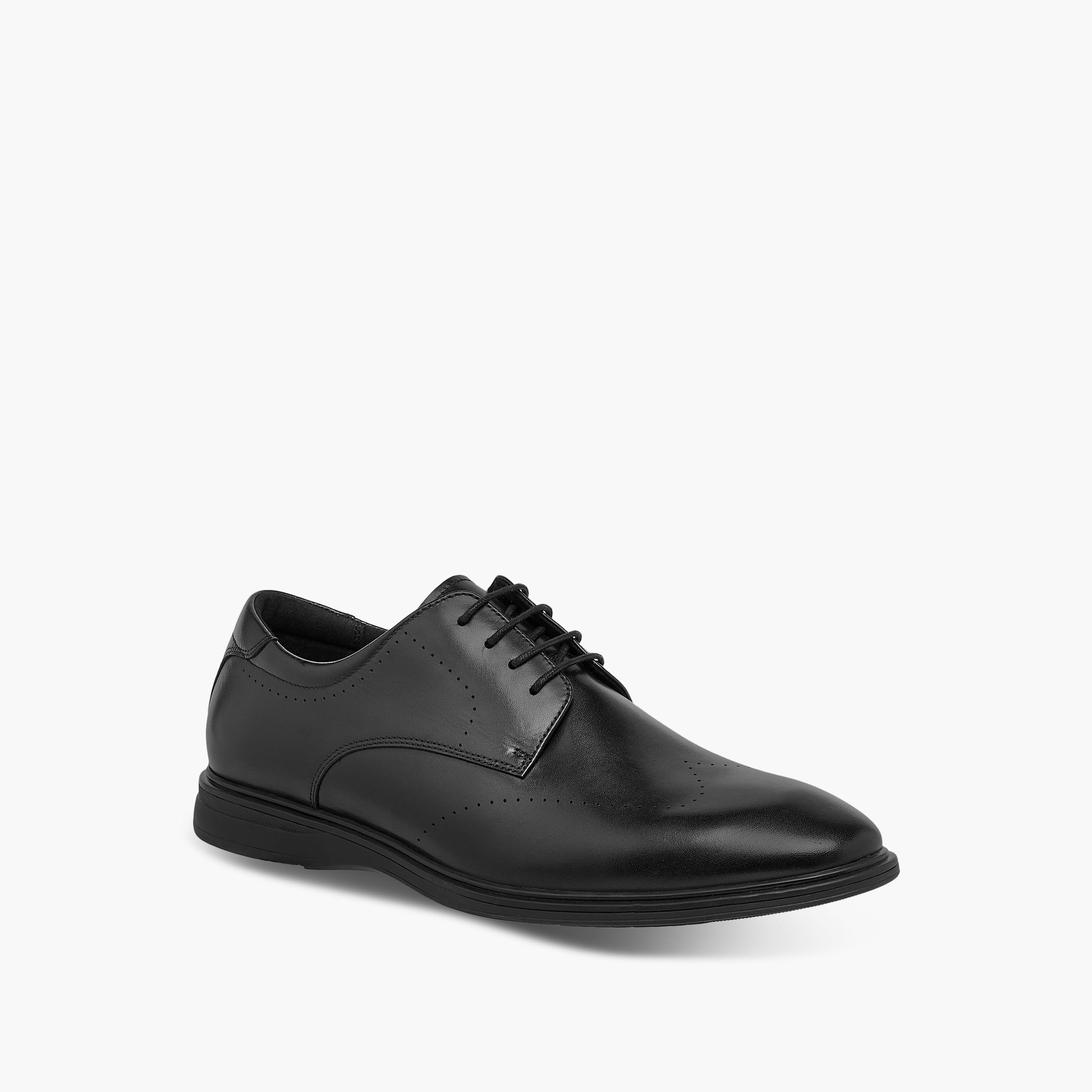 Le Confort Leather Solid Derby Shoes with Lace-Up Closure-men-shoes-formalshoes-image-2