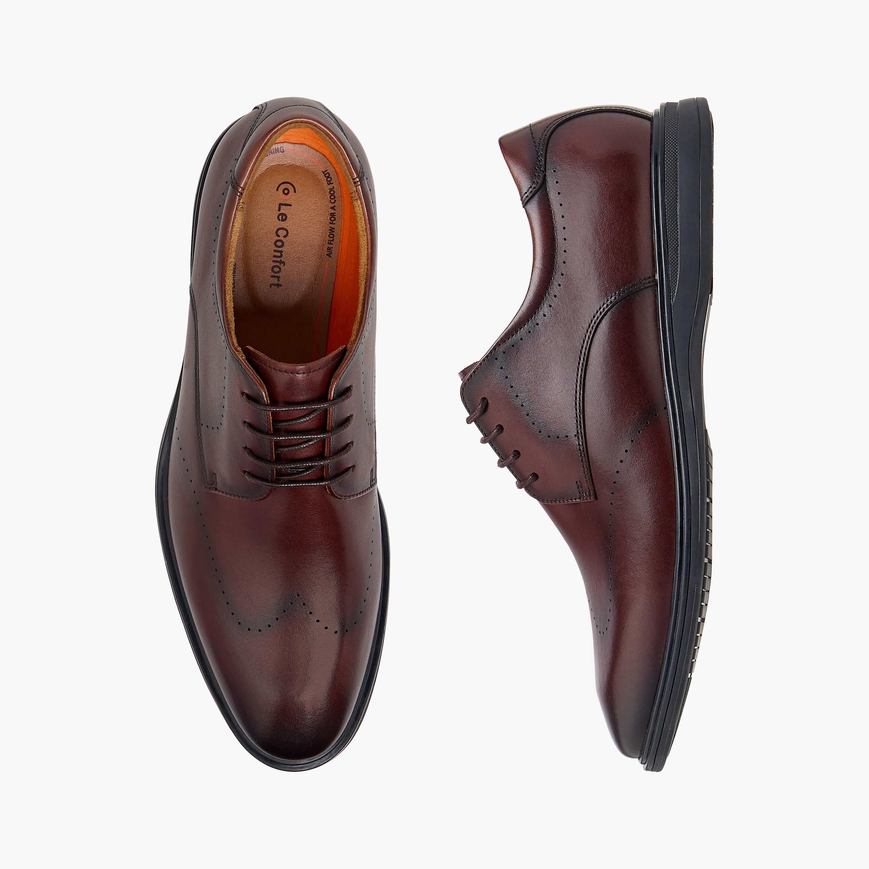 حذاء ديربي جلد سادة برباط من لو كونفورت -men-shoes-formalshoes-image-1