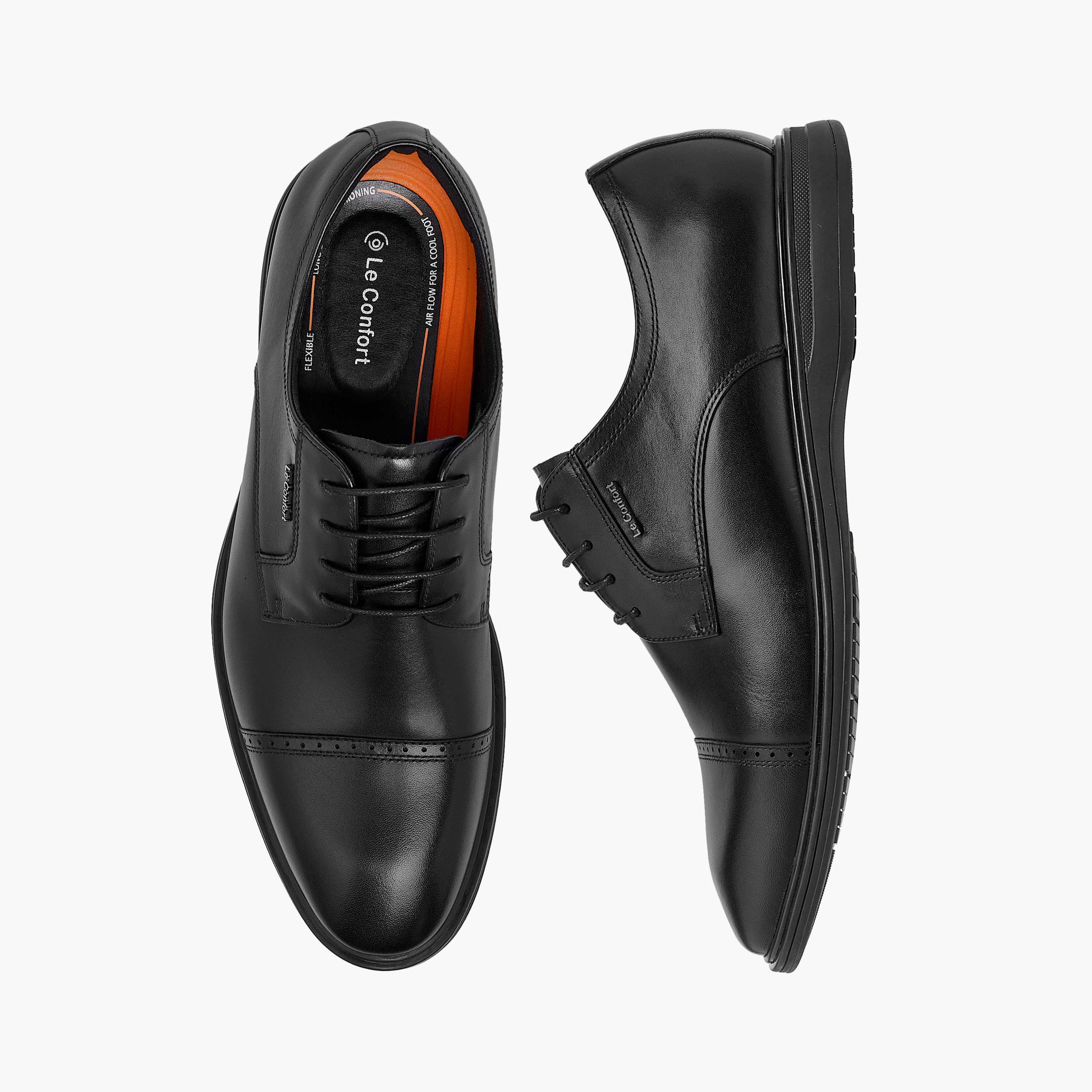 حذاء ديربي جلد سادة برباط من لو كونفورت -men-shoes-formalshoes-image-1