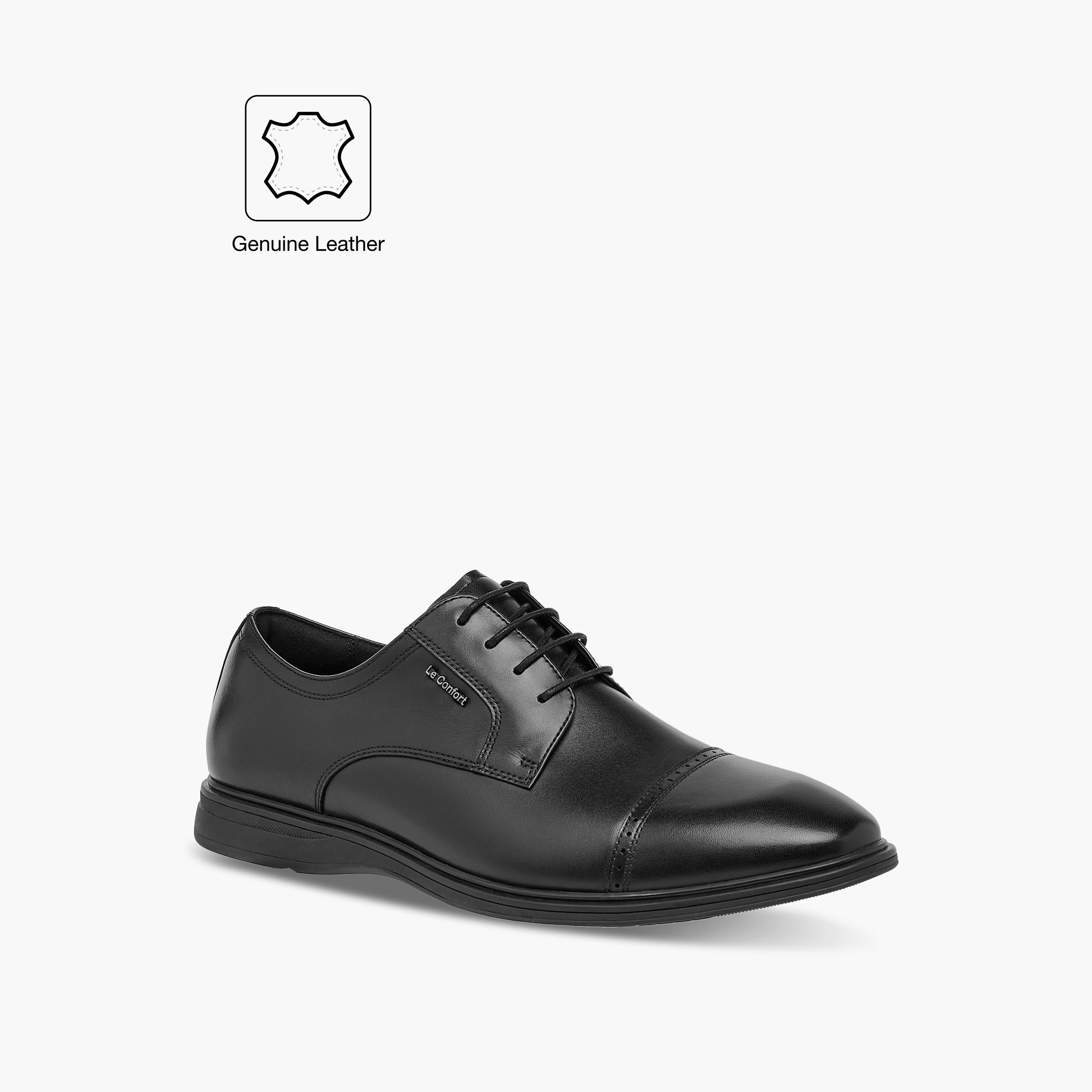 حذاء ديربي جلد سادة برباط من لو كونفورت -men-shoes-formalshoes-image-4