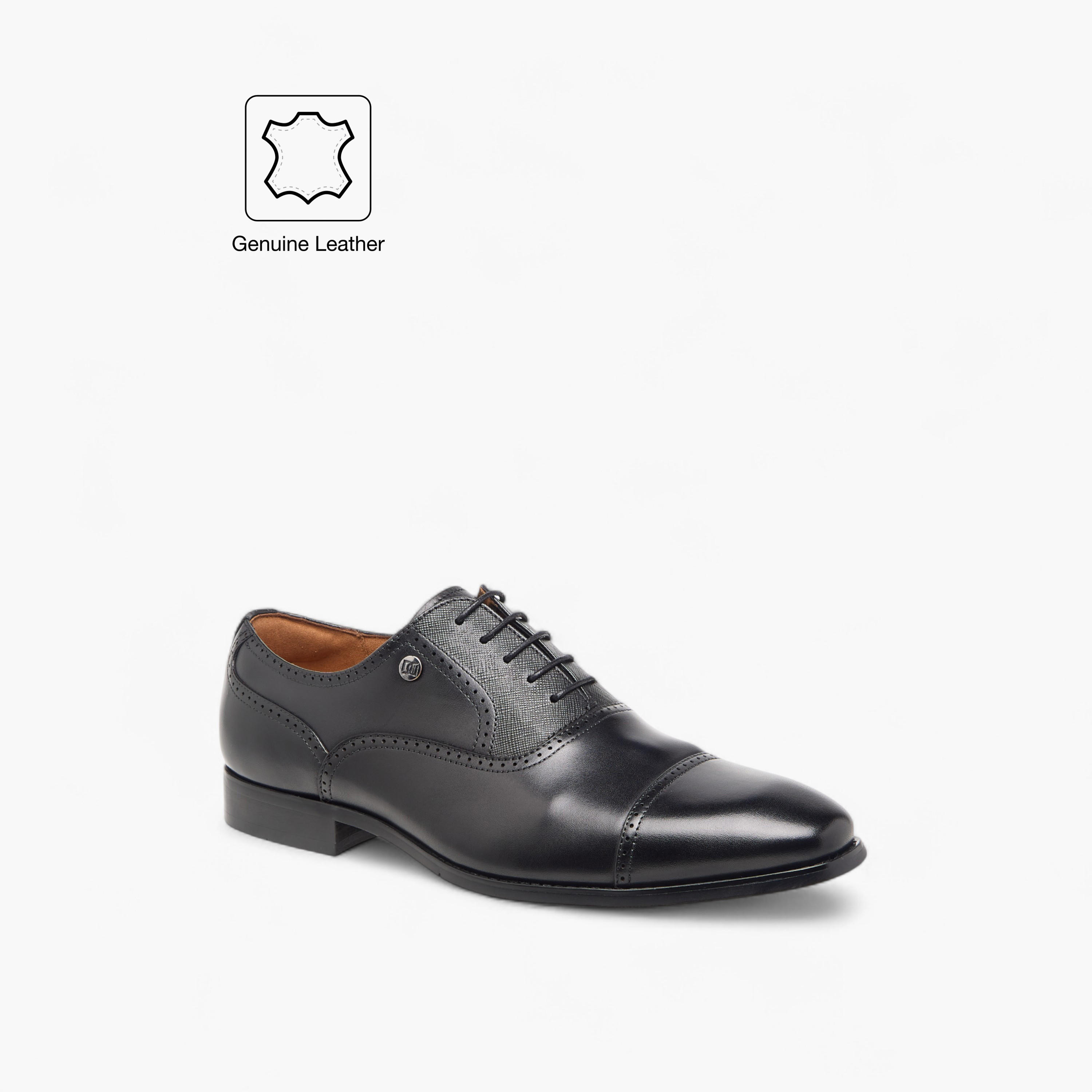 Duchini Men's Leather Perforated Derby Shoes with Lace-Up Closure-men-shoes-formalshoes-image-2