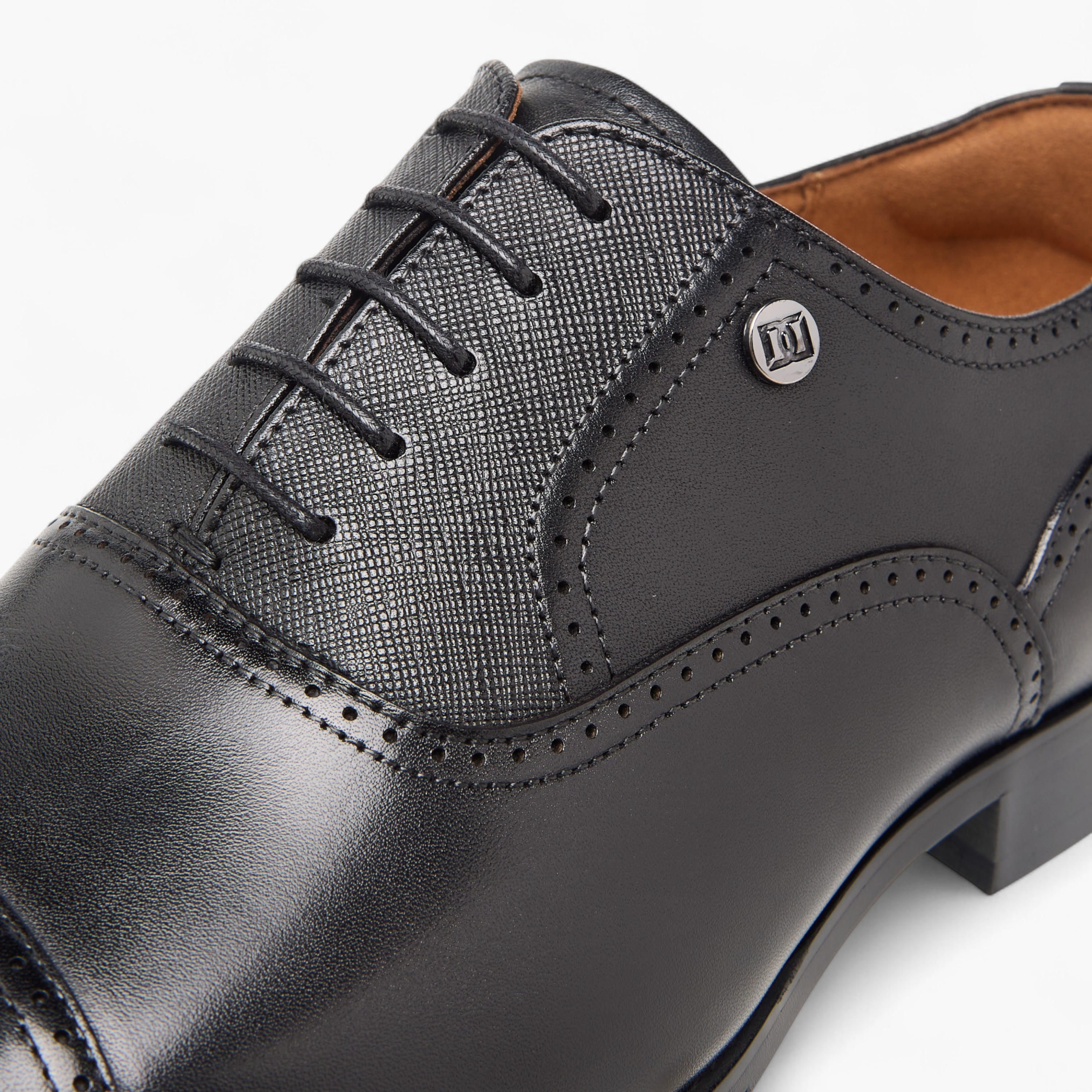 Duchini Men's Leather Perforated Derby Shoes with Lace-Up Closure-men-shoes-formalshoes-image-4