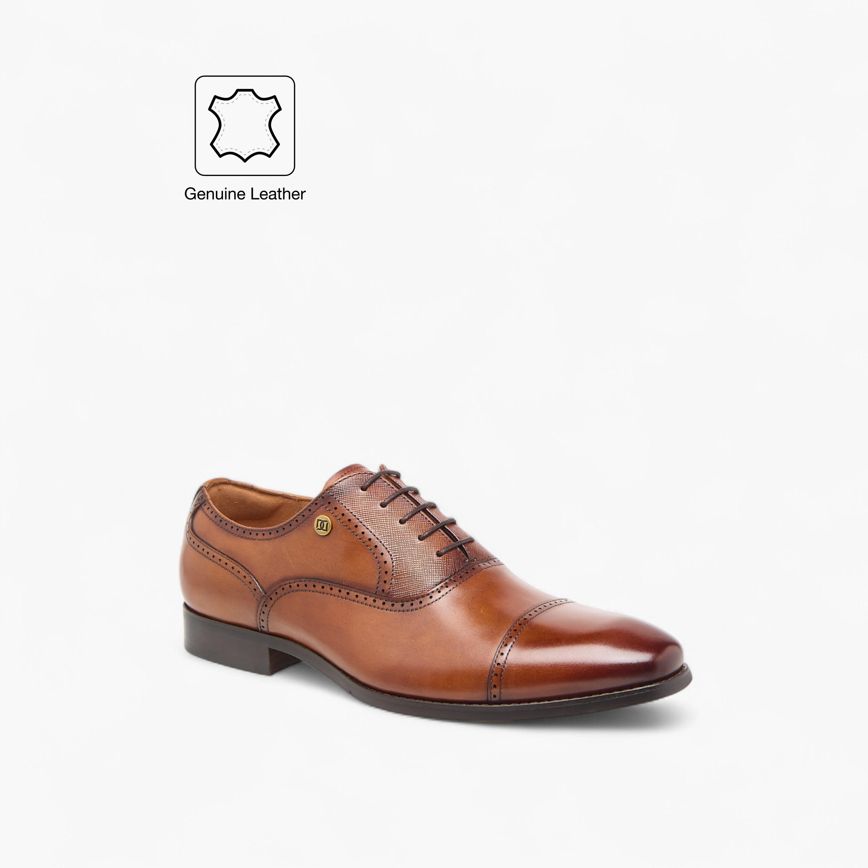 Duchini Men's Leather Perforated Derby Shoes with Lace-Up Closure-men-shoes-formalshoes-image-2