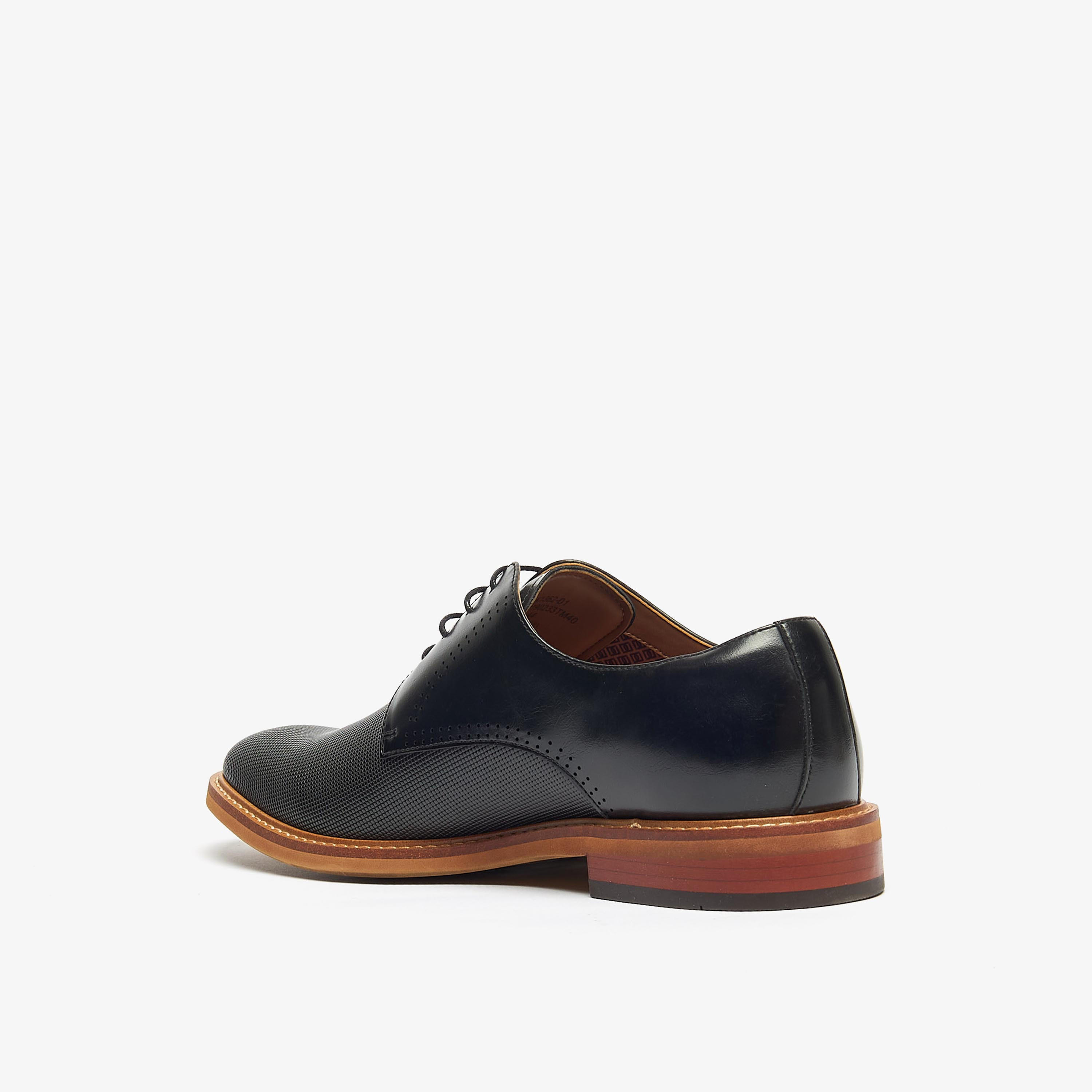Duchini Men's Textured Derby Shoes with Lace-Up Closure-men-shoes-formalshoes-image-2
