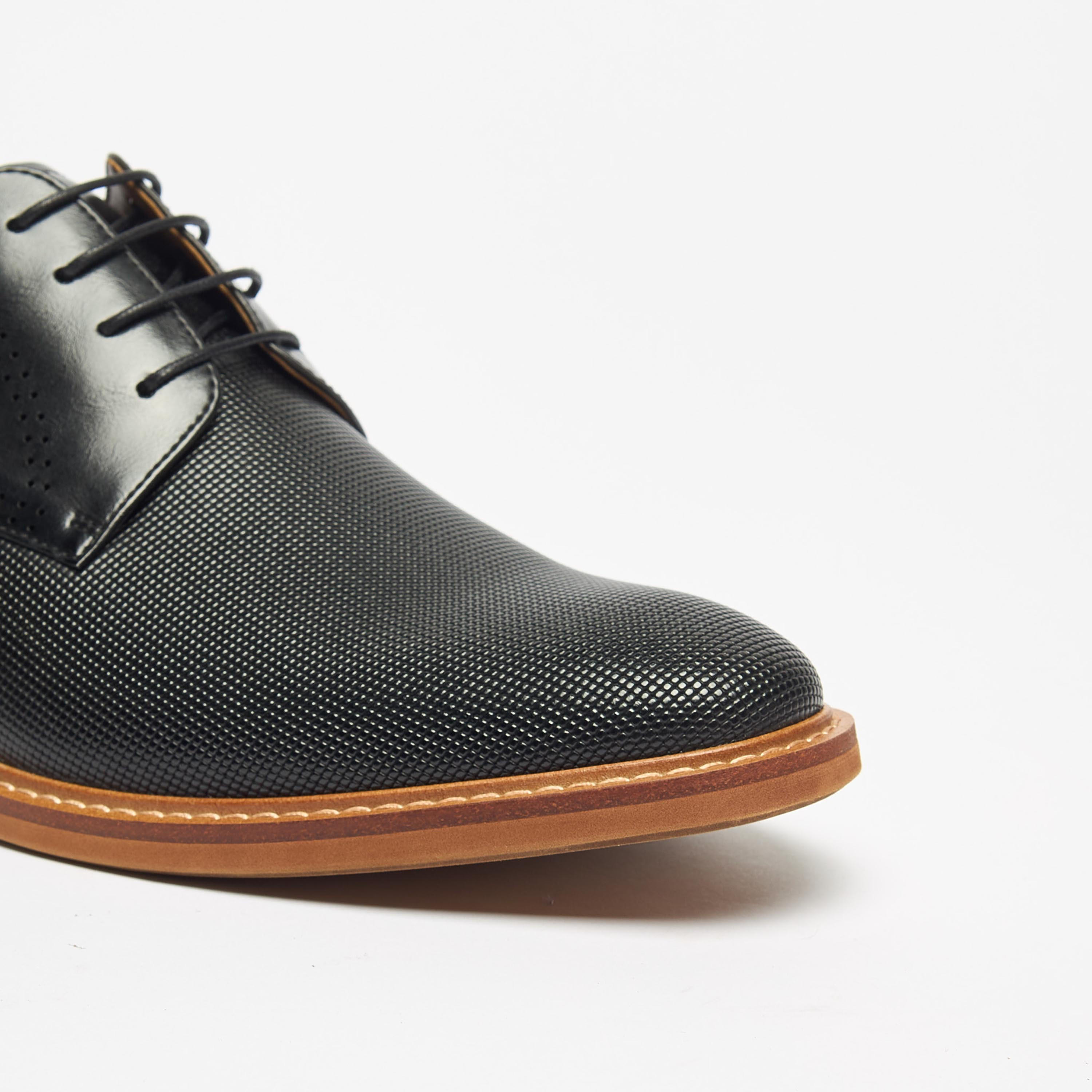 Duchini Men's Textured Derby Shoes with Lace-Up Closure-men-shoes-formalshoes-image-5