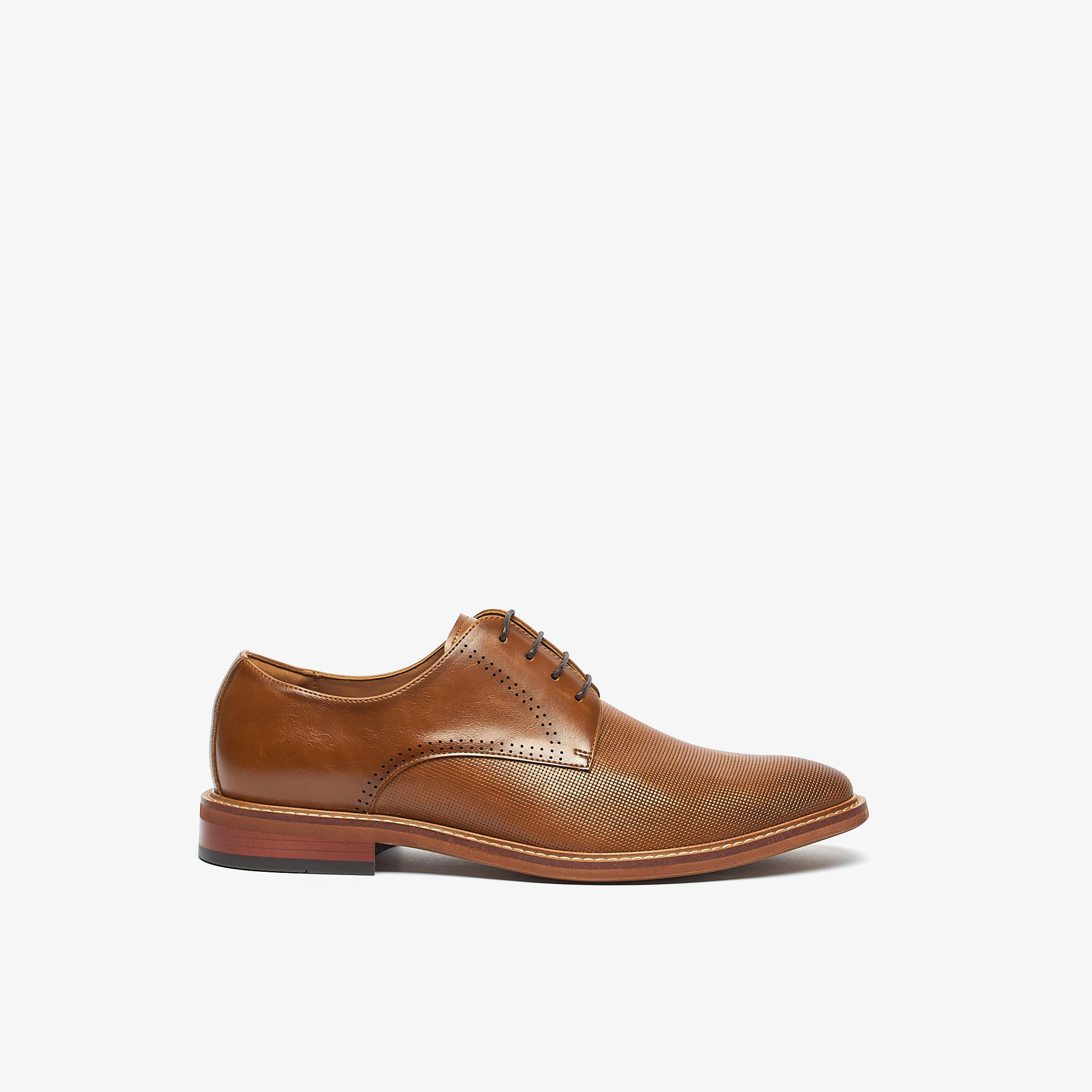 Duchini Men's Textured Derby Shoes with Lace-Up Closure-men-shoes-formalshoes-image-3
