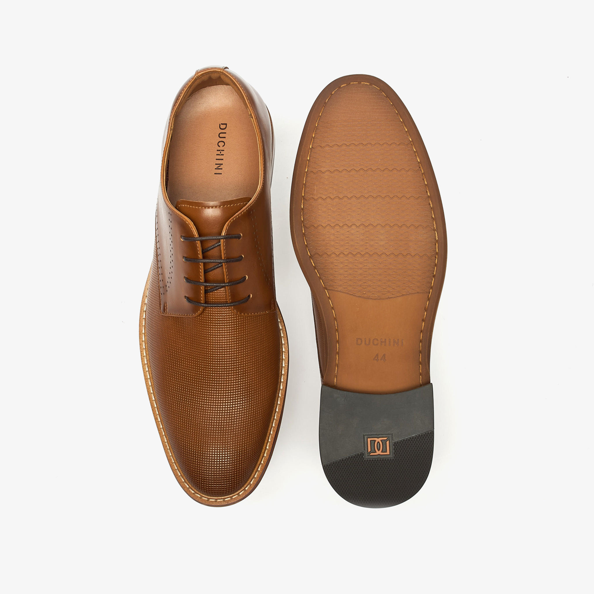 Duchini Men's Textured Derby Shoes with Lace-Up Closure-men-shoes-formalshoes-image-4